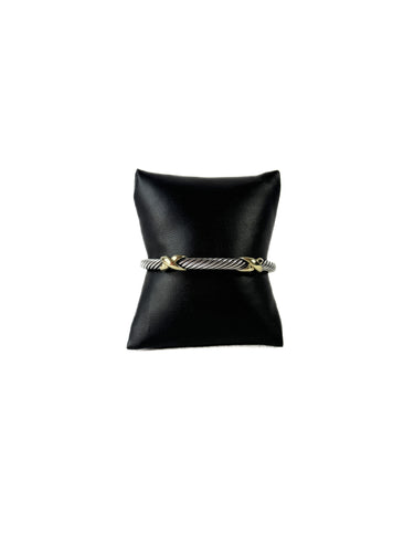 David Yurman sterling silver 18k gold double X station cuff