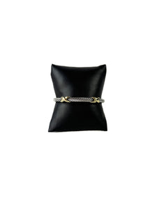David Yurman sterling silver 18k gold double X station cuff
