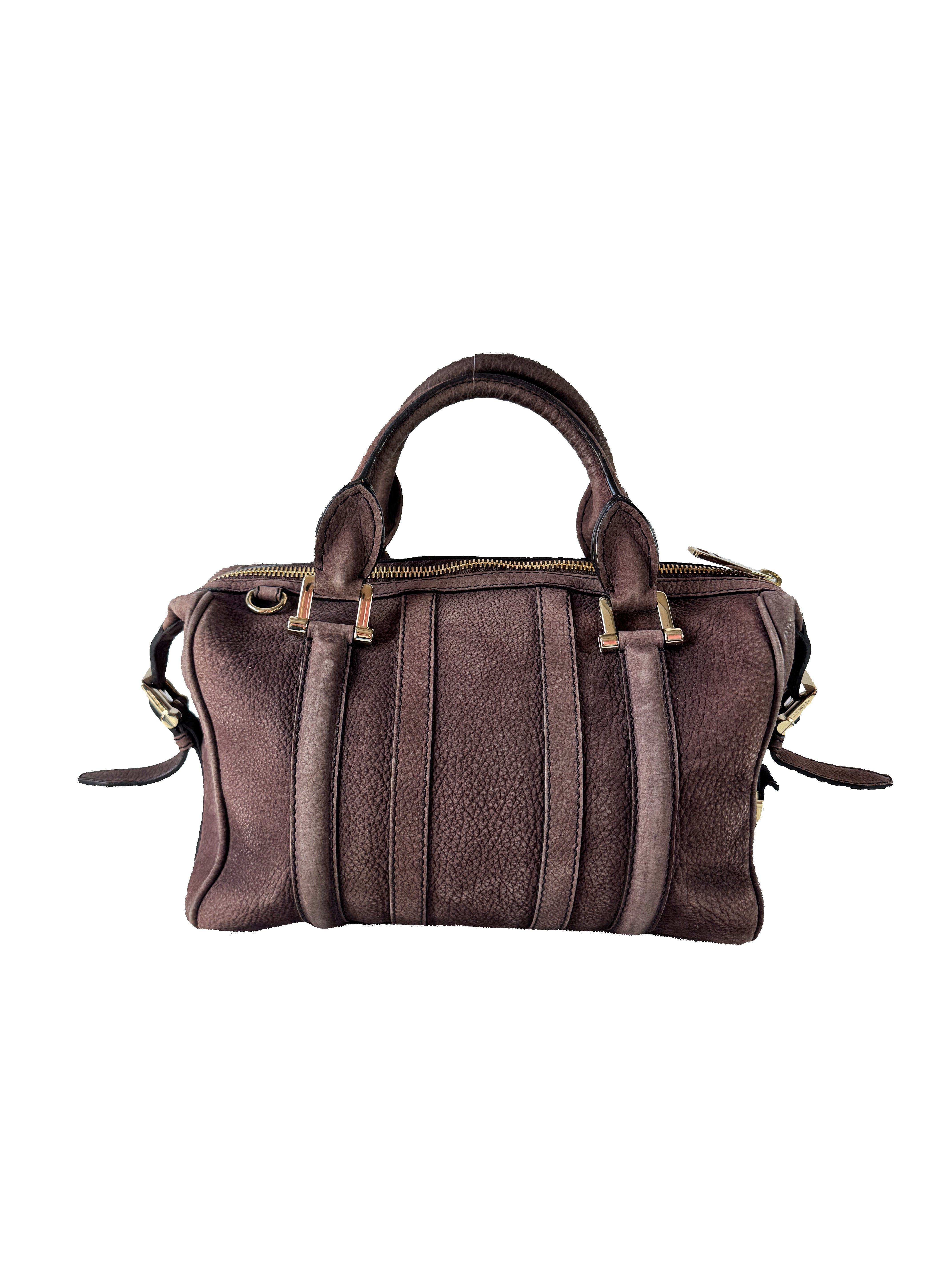 Burberry plum nubuck suede medium Nevinson bowling bag (no strap)