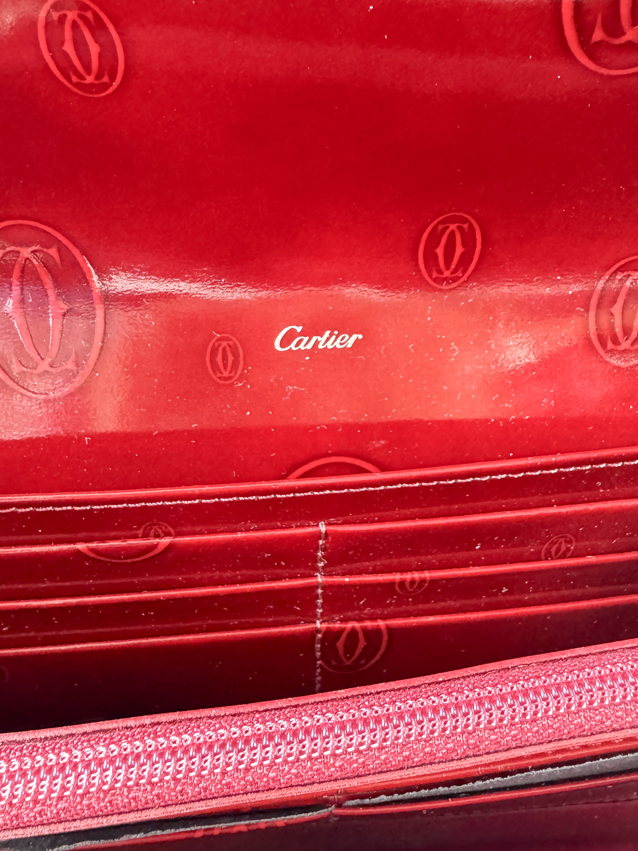 Cartier red patent leather Happy Birthday wallet  FCWE