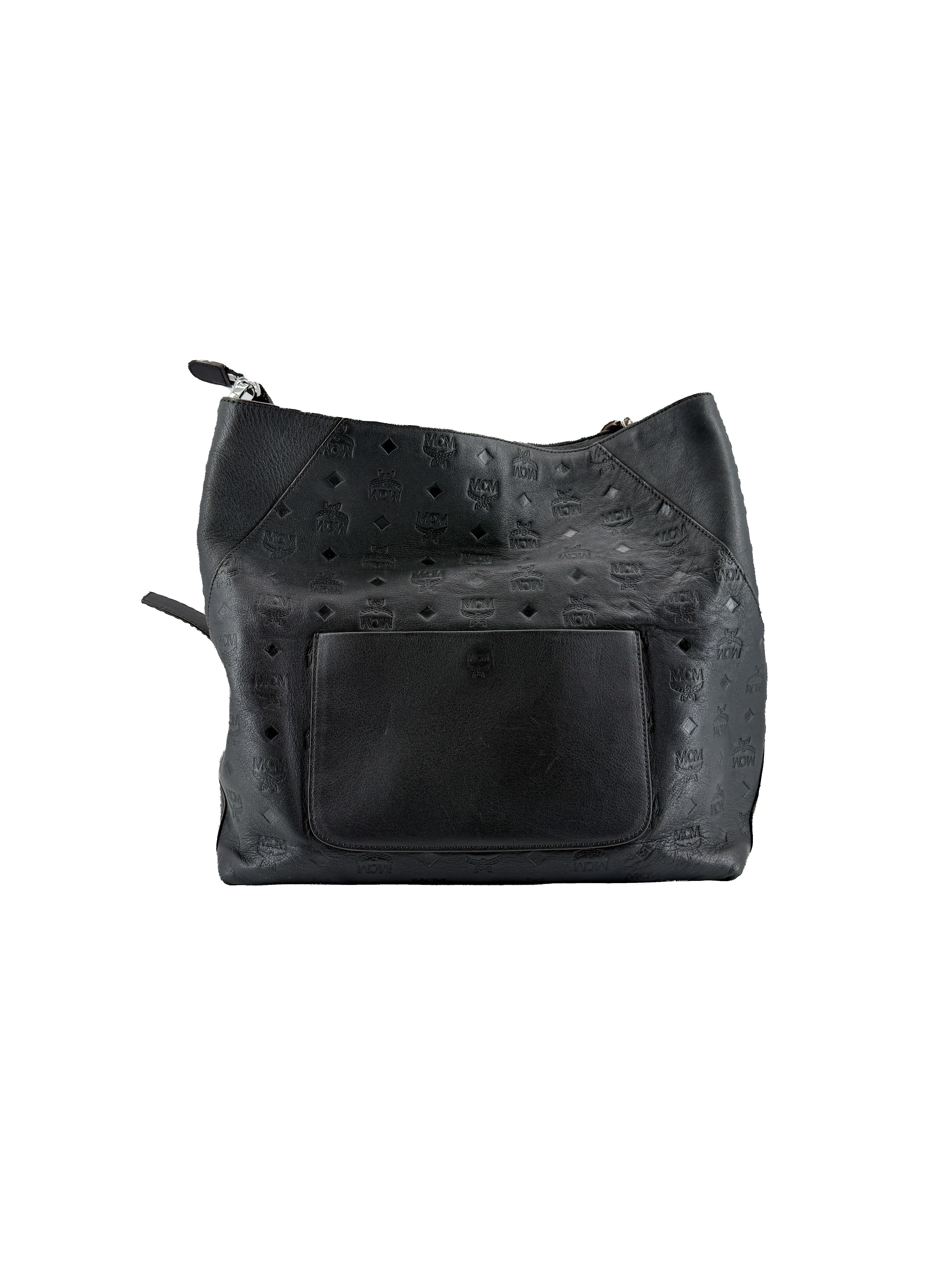 MCM black leather Klara hobo