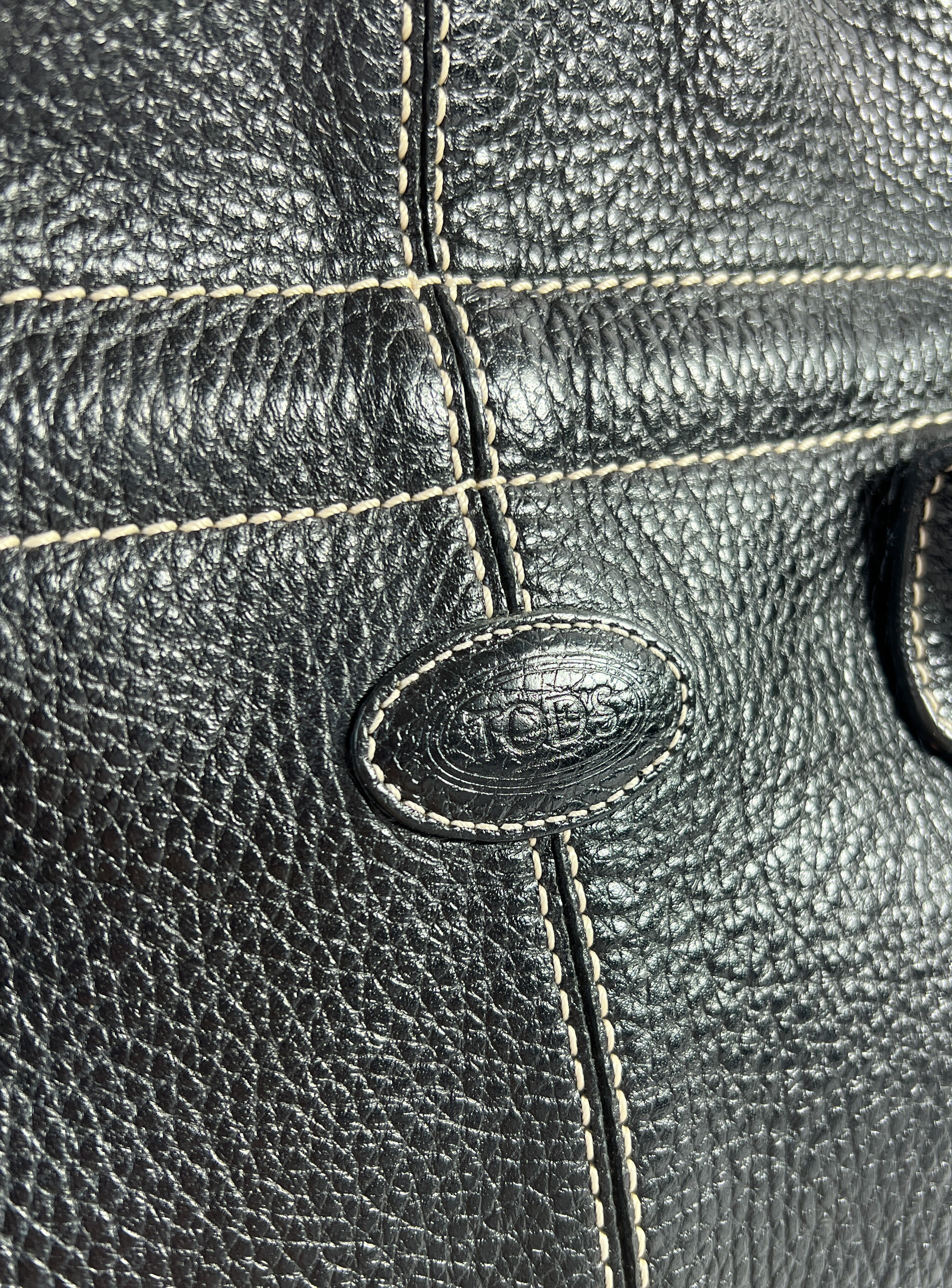 Tods black leather D Bag media tote