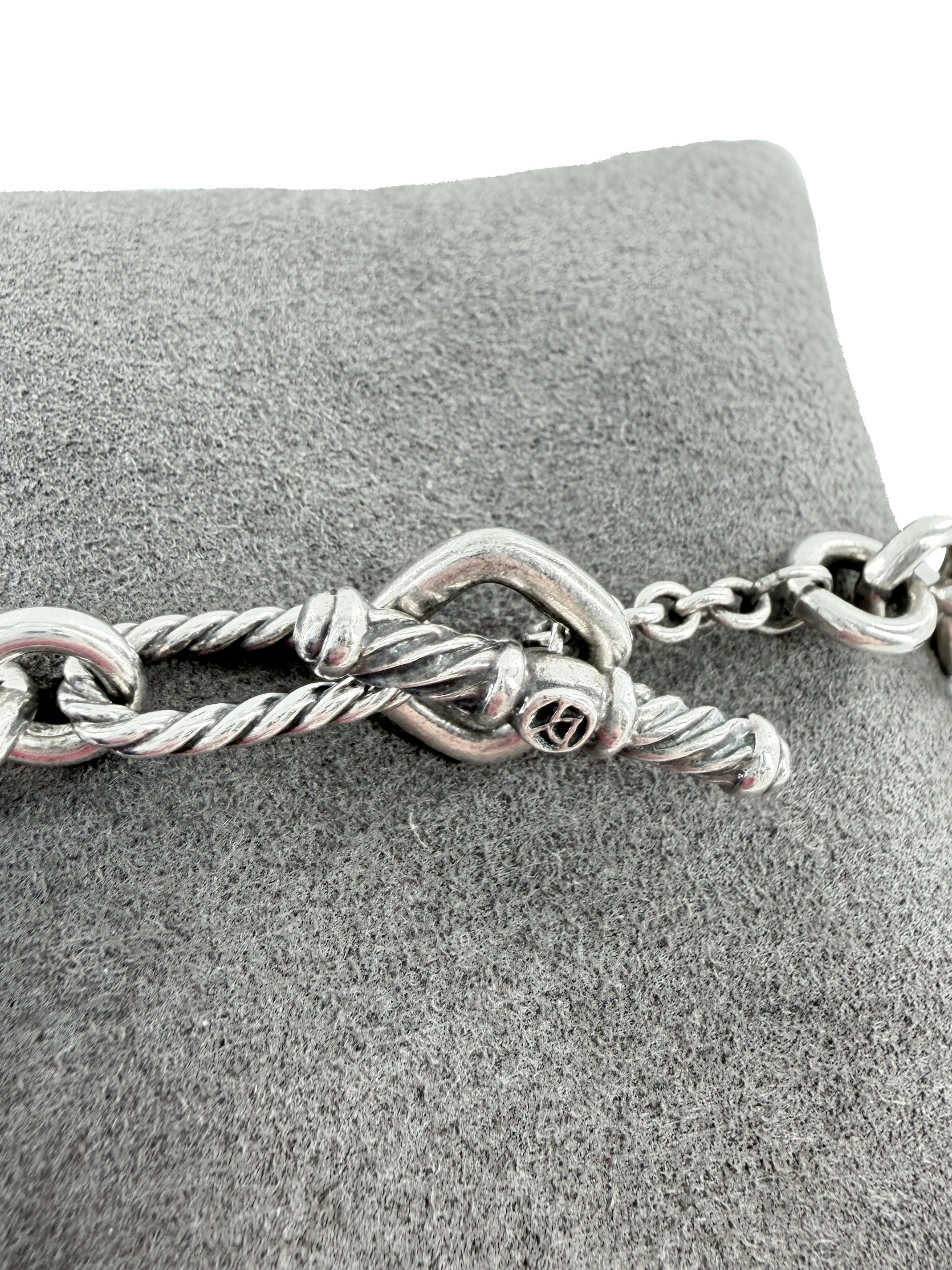 David Yurman sterling silver yellow gold heart charm bracelet