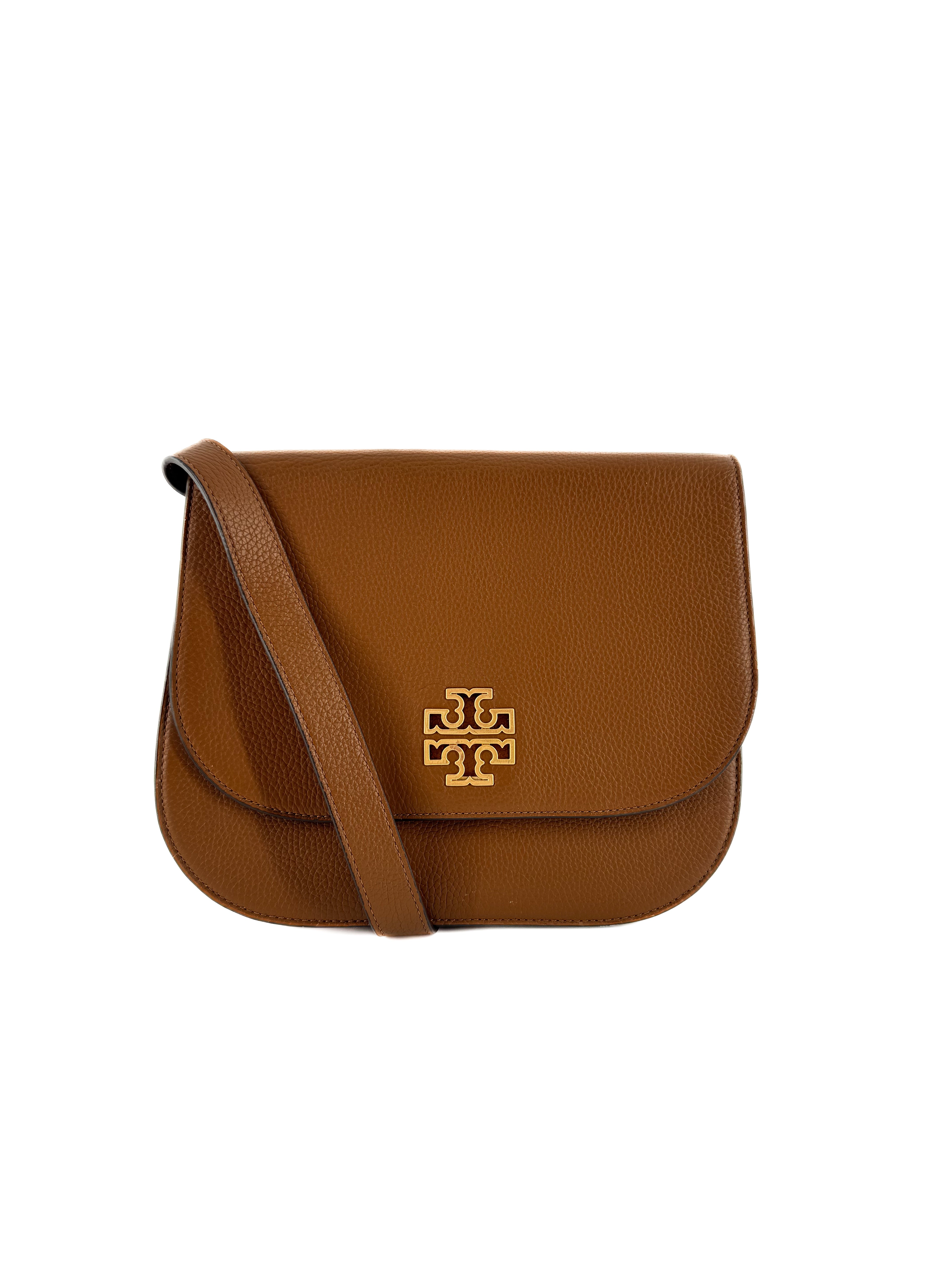 Tory Burch brown leather Britten saddle bag