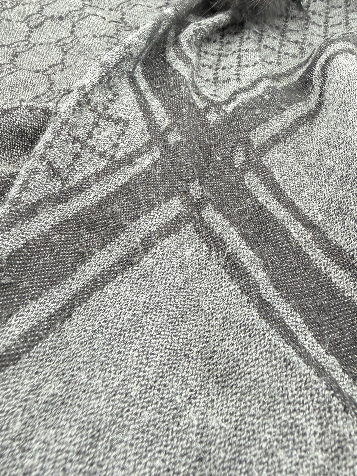 Gucci gray fur triangle scarf/shawl *as is*