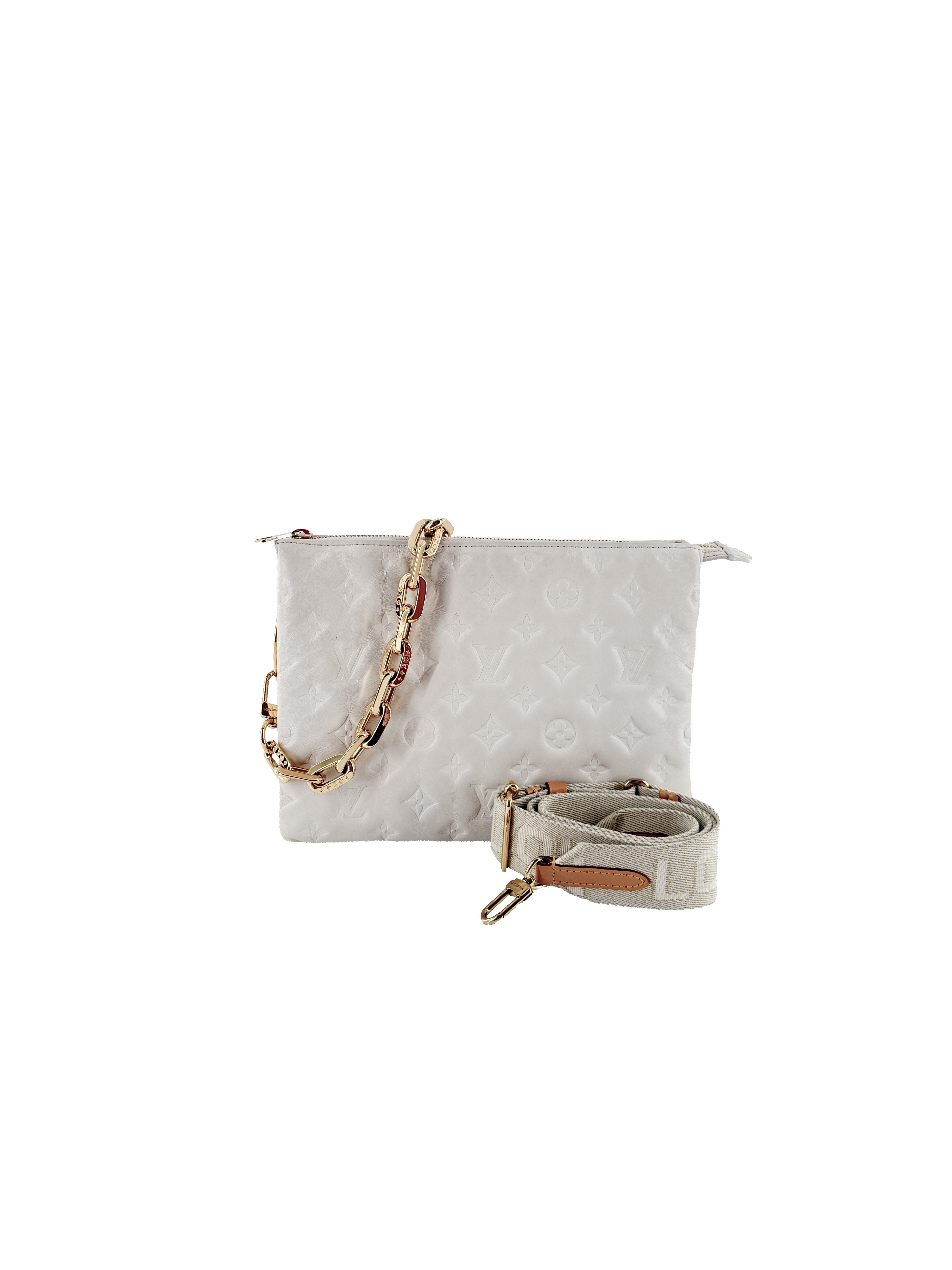 Louis Vuitton white leather monogram Coussin PM NFC