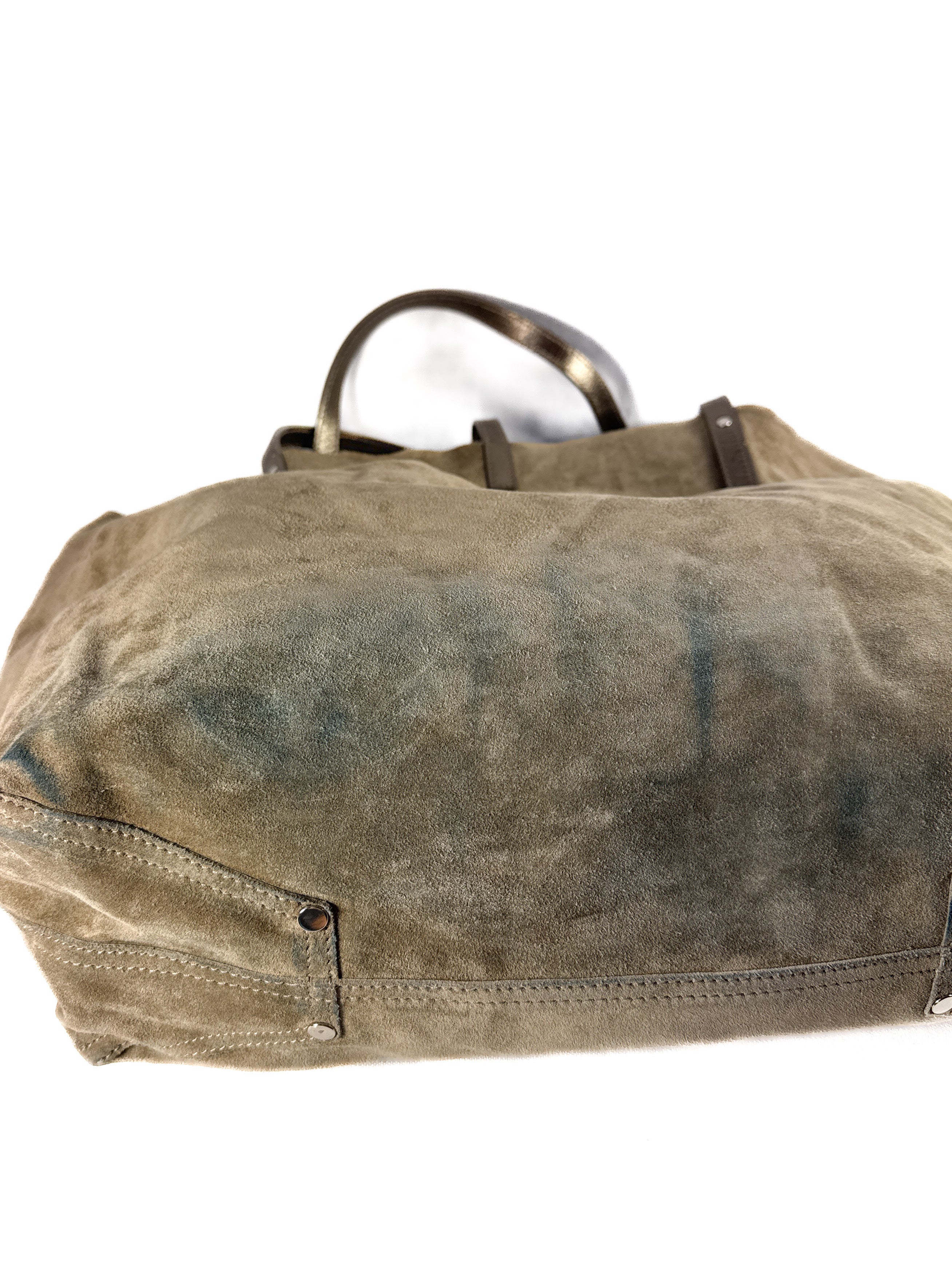 Tiffany & Co taupe reversible suede/leather tote **as is**