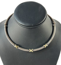 David Yurman triple x station sterling silver & gold choker necklace