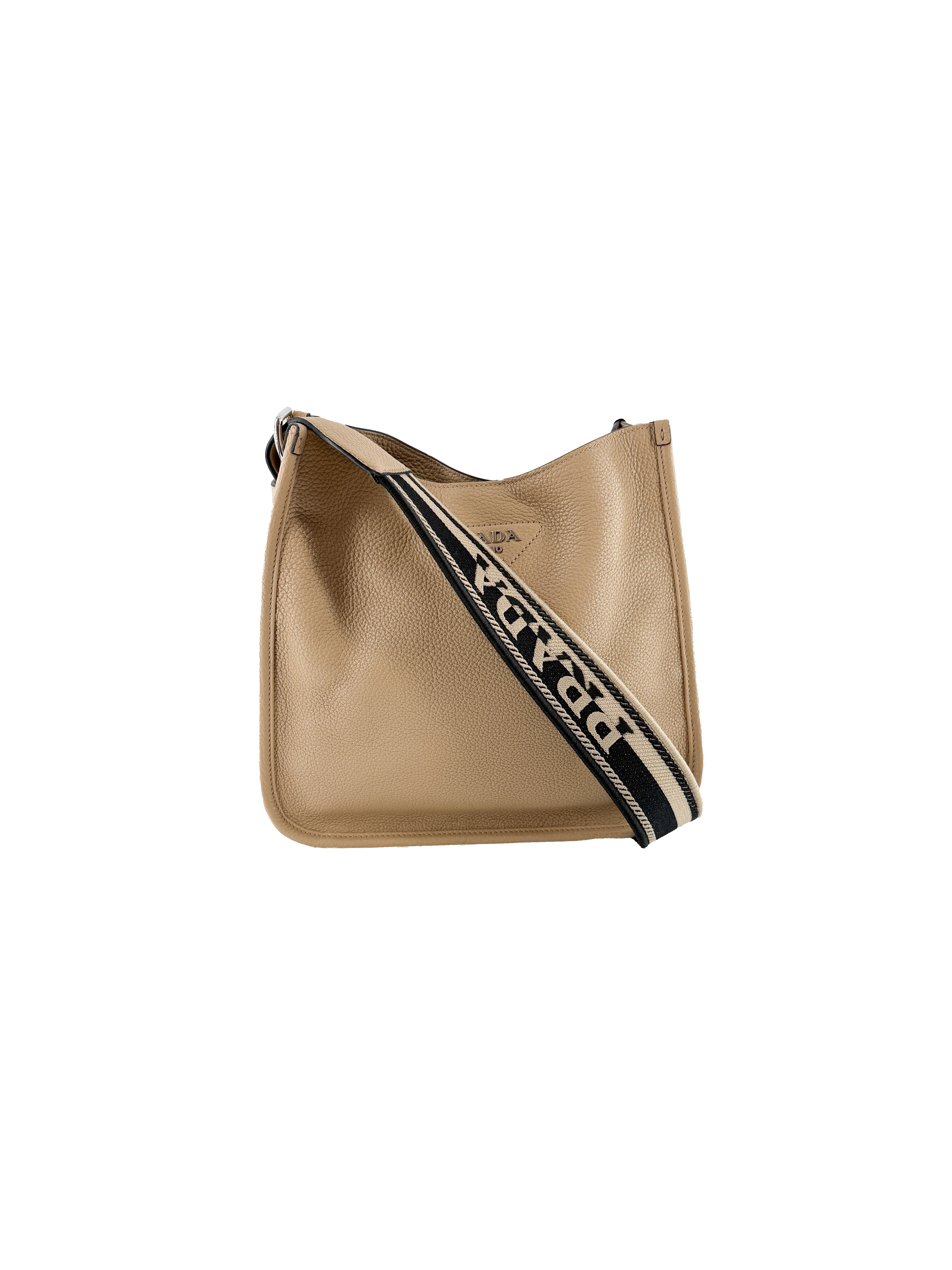 Prada beige leather logo crossbody medium 31 7