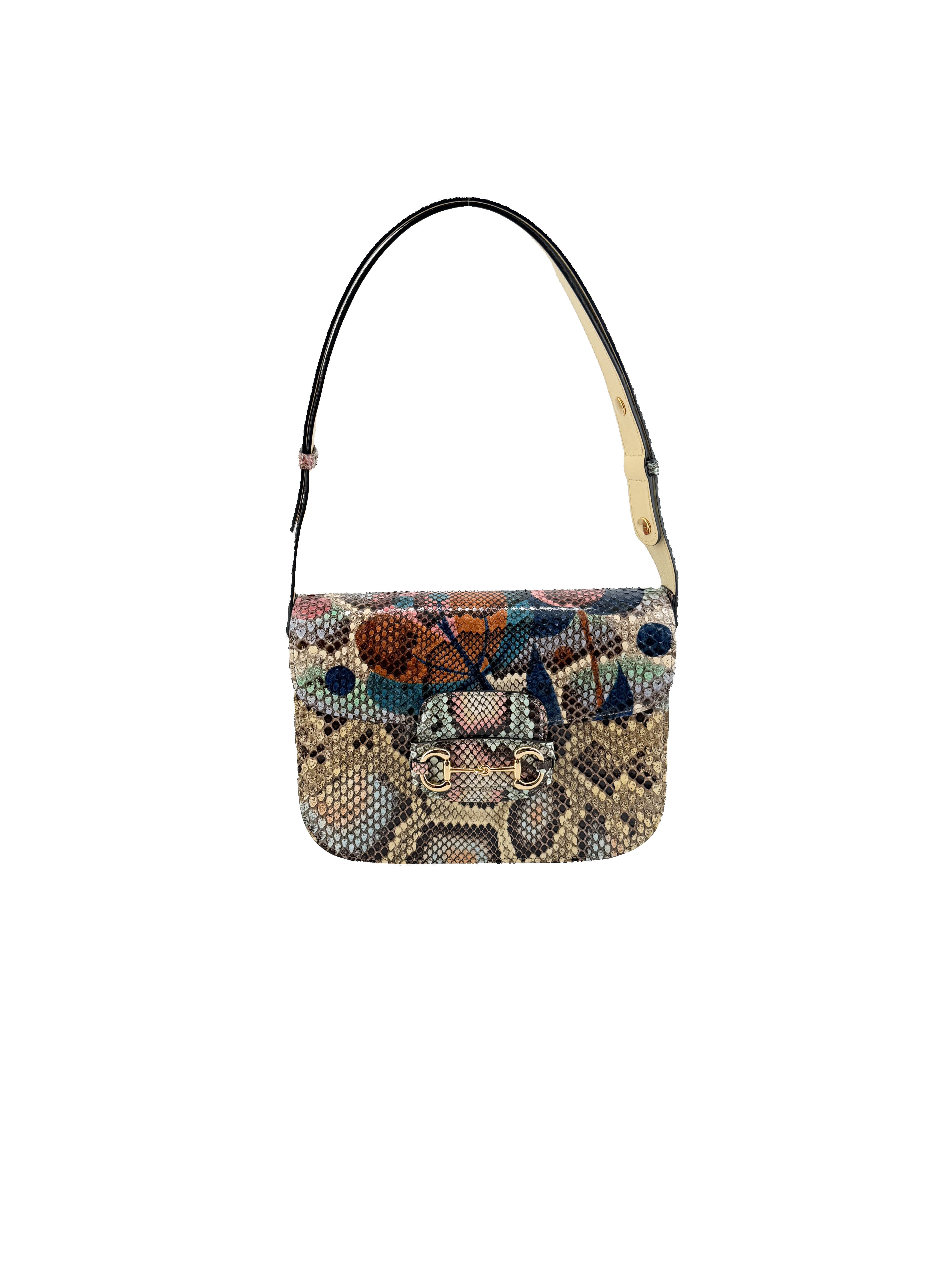 Gucci Snakeskin Horsebit 1955 Shoulder Bag Multicolor 602204-525040