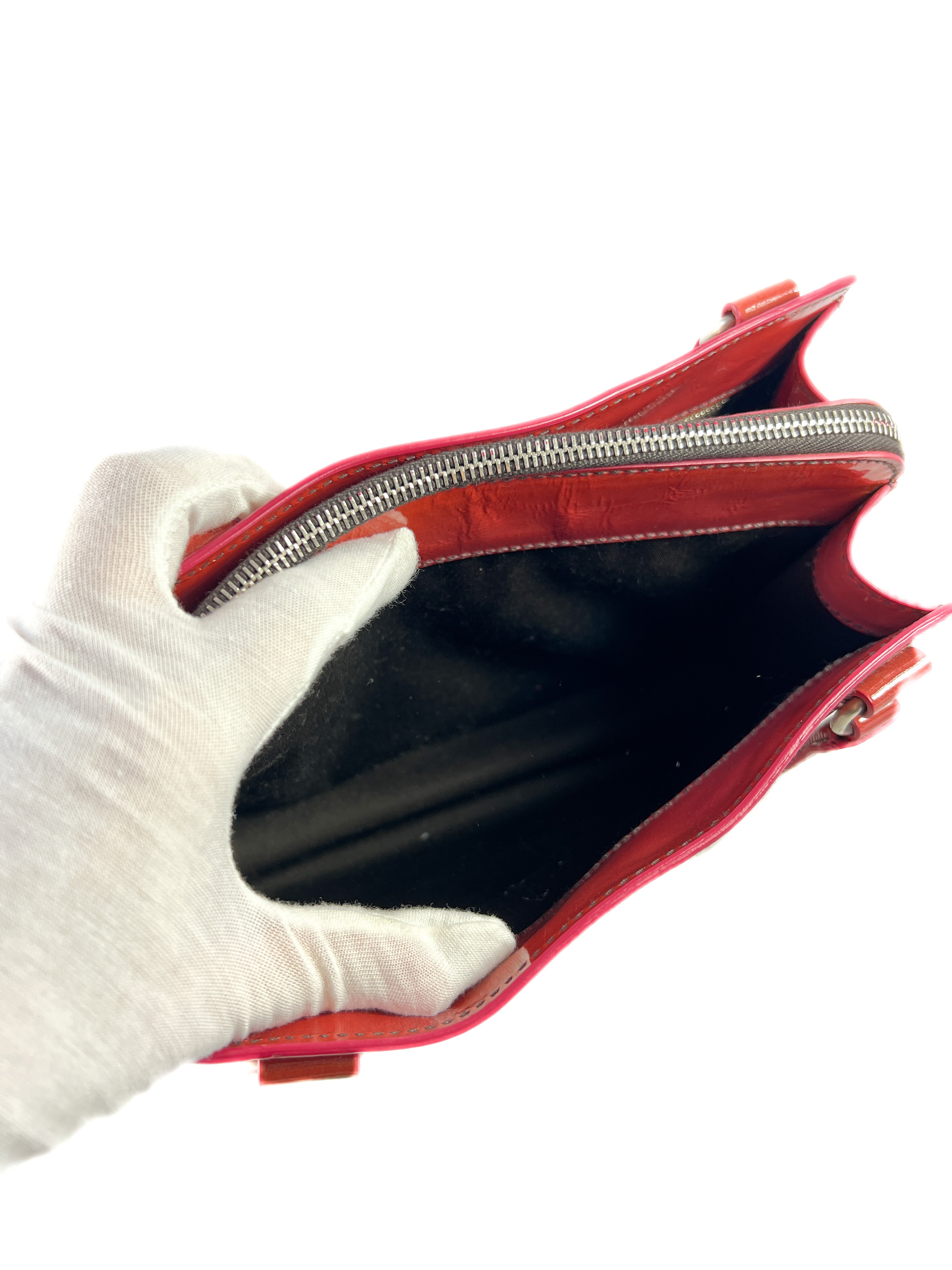 Miu Miu coral patent leather top handle bag (Fall 2003 RTW)