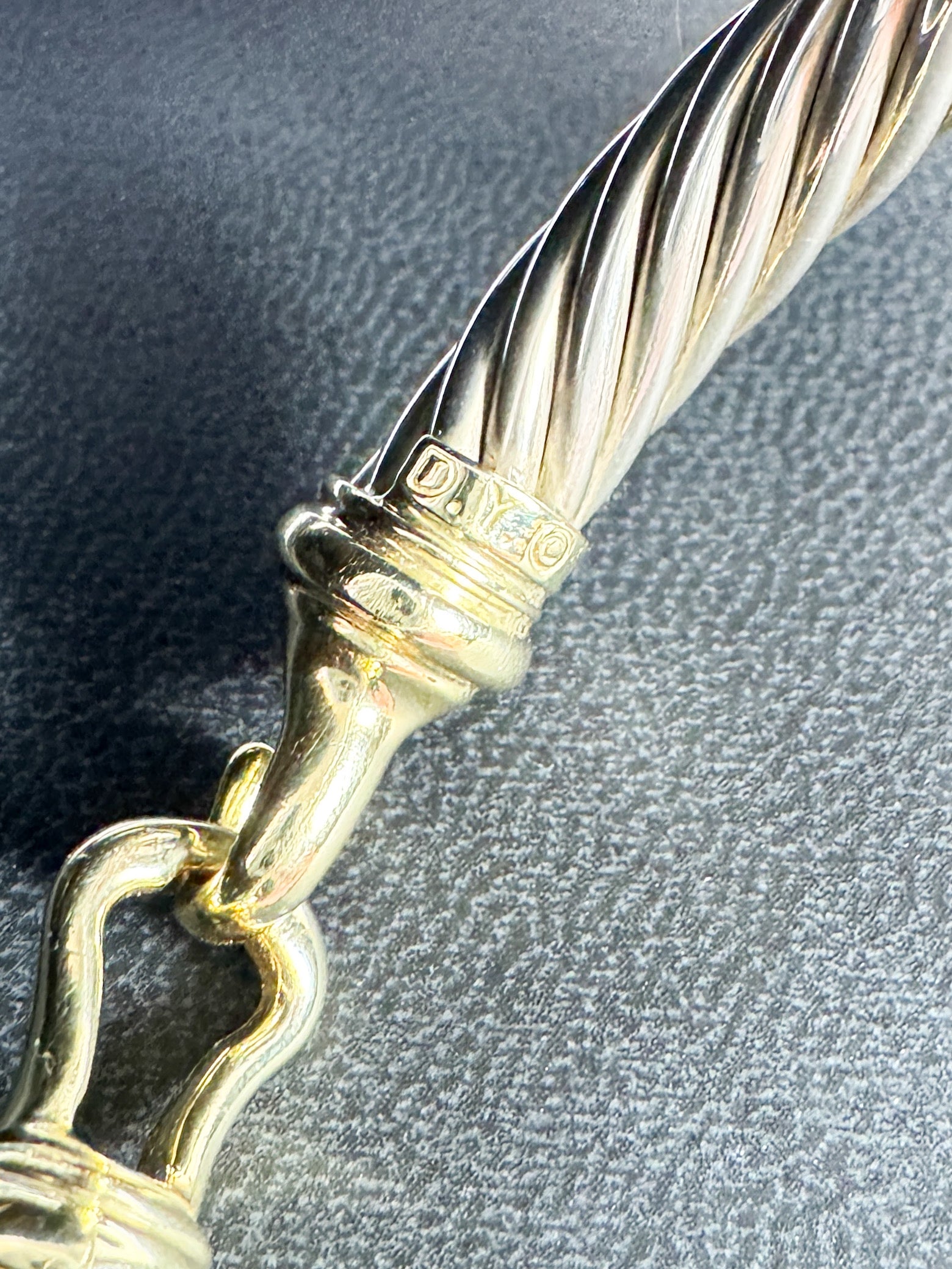 David Yurman sterling silver/yellow gold 7mm cable buckle bracelet