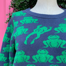 Field Flower navy green frog sweater size M NWT