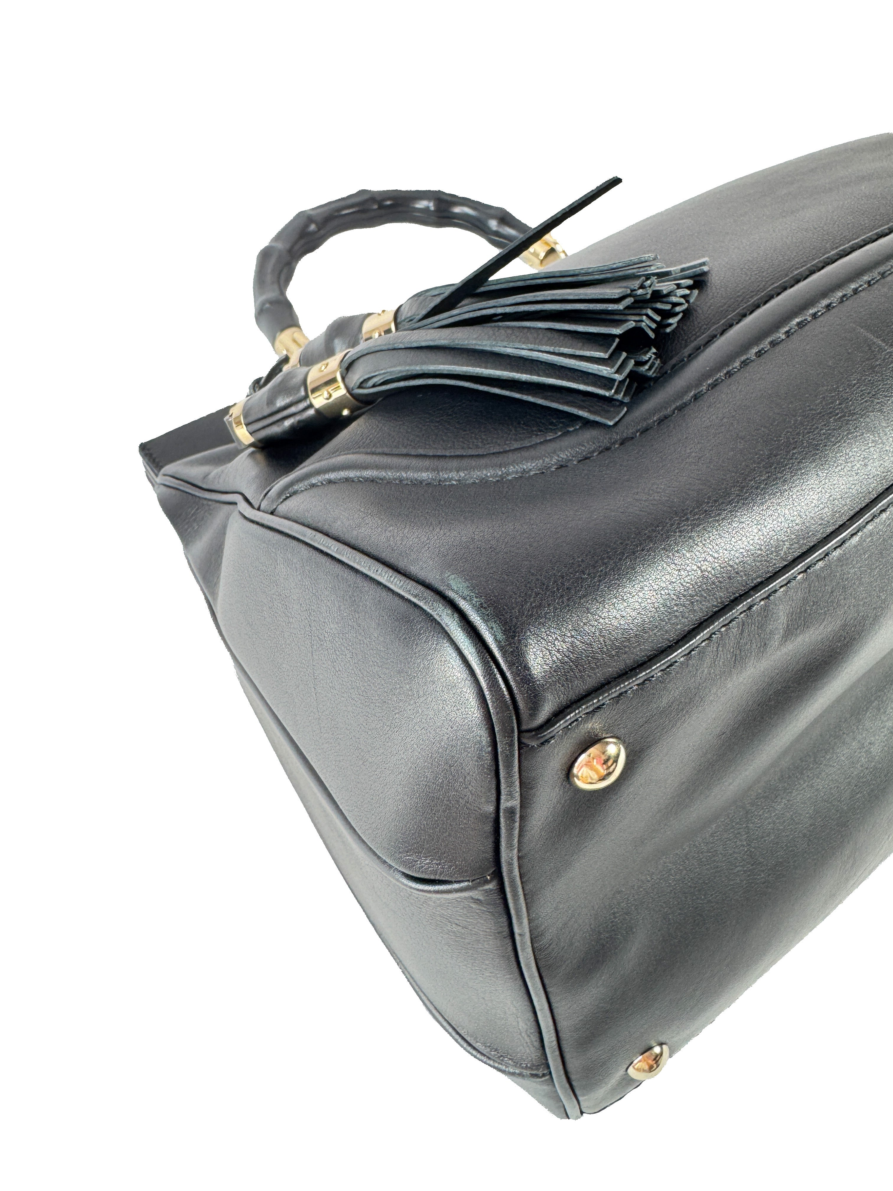Gucci black Bamboo Bold top handle tote 296860502752