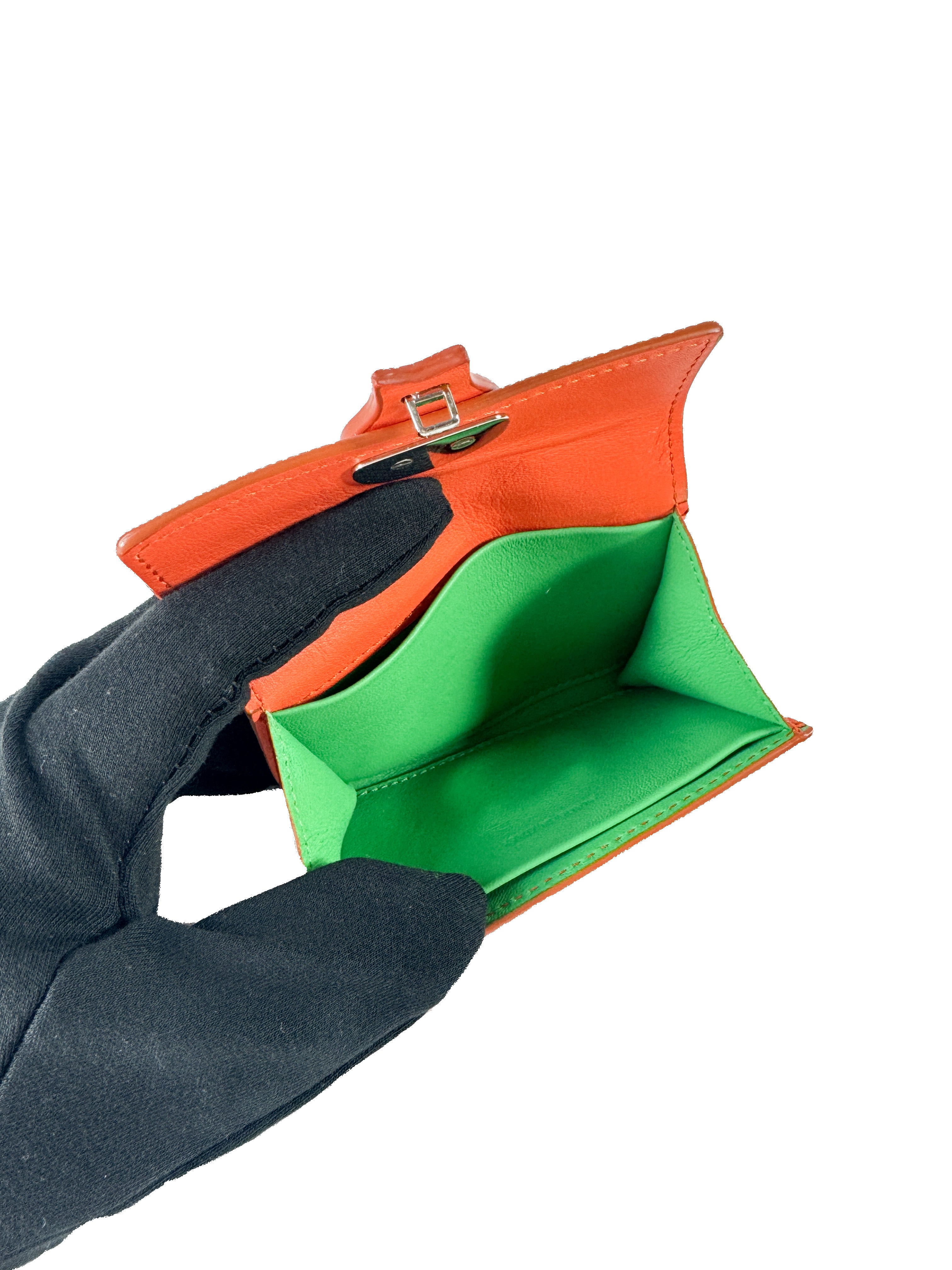 Ralph Lauren orange/green leather Ricky card holder