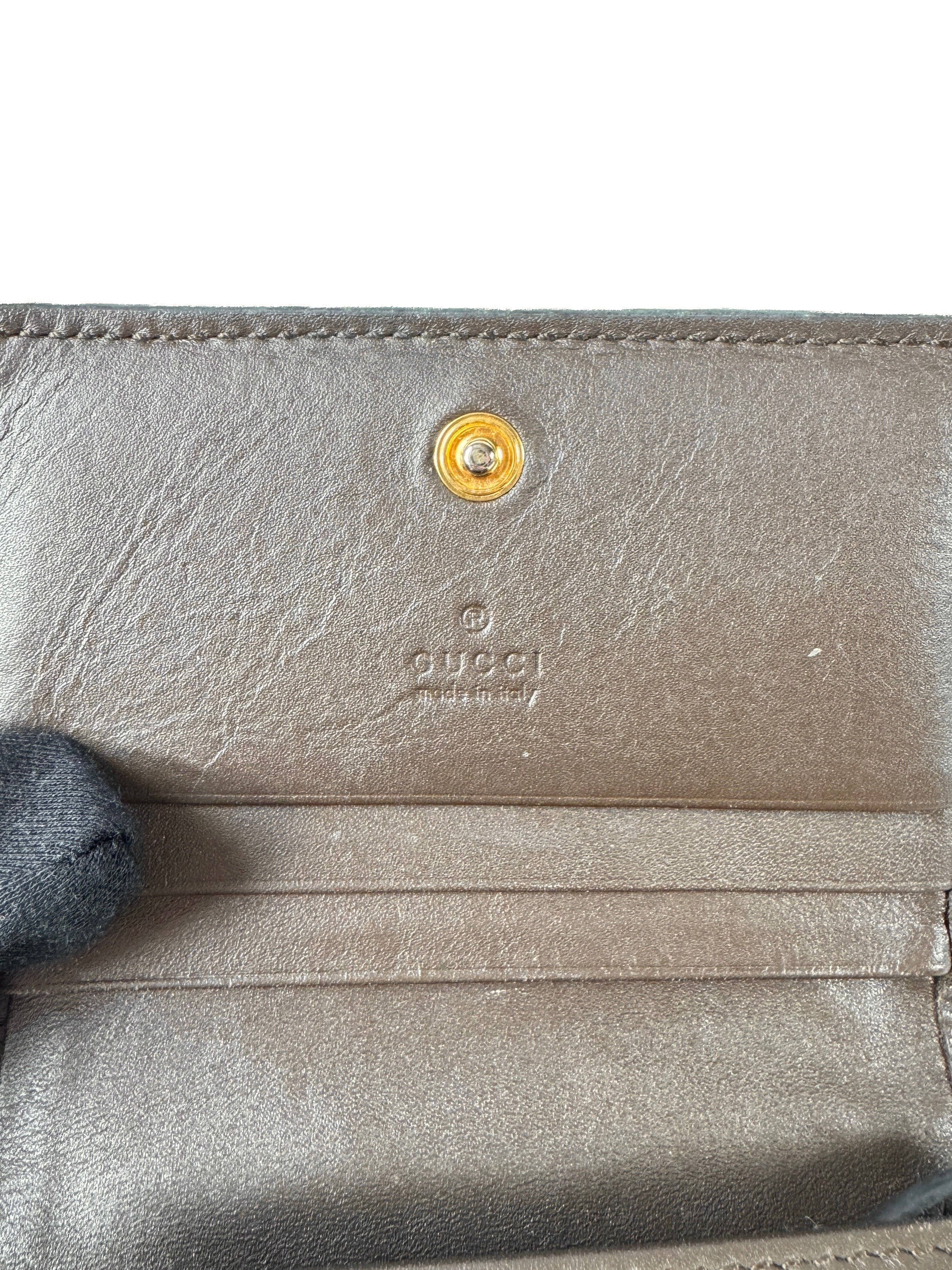 Gucci brown signature GG coated canvas compact wallet 525040 BOX *as is*