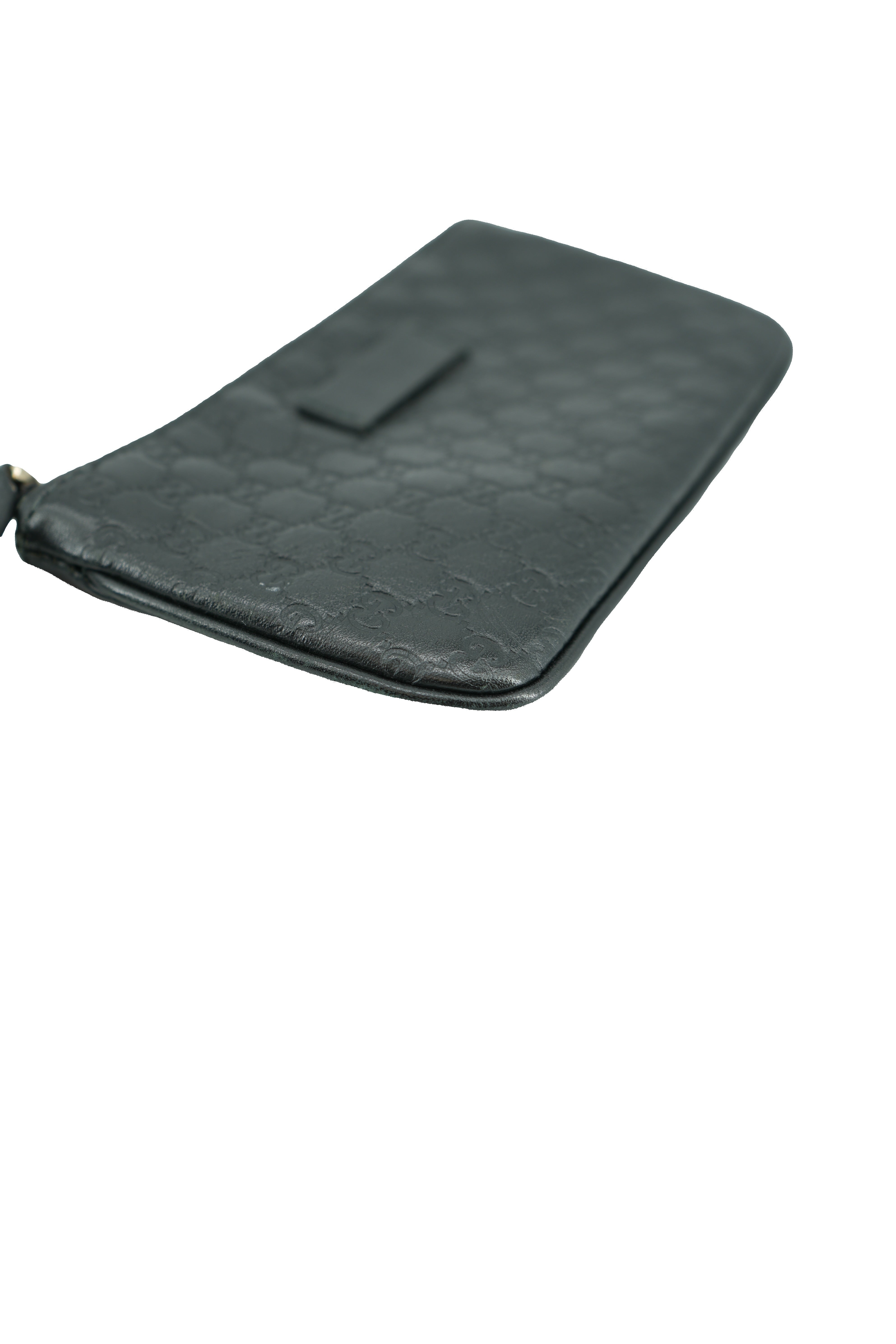 Gucci black leather Guccissima key pouch 544248 205887