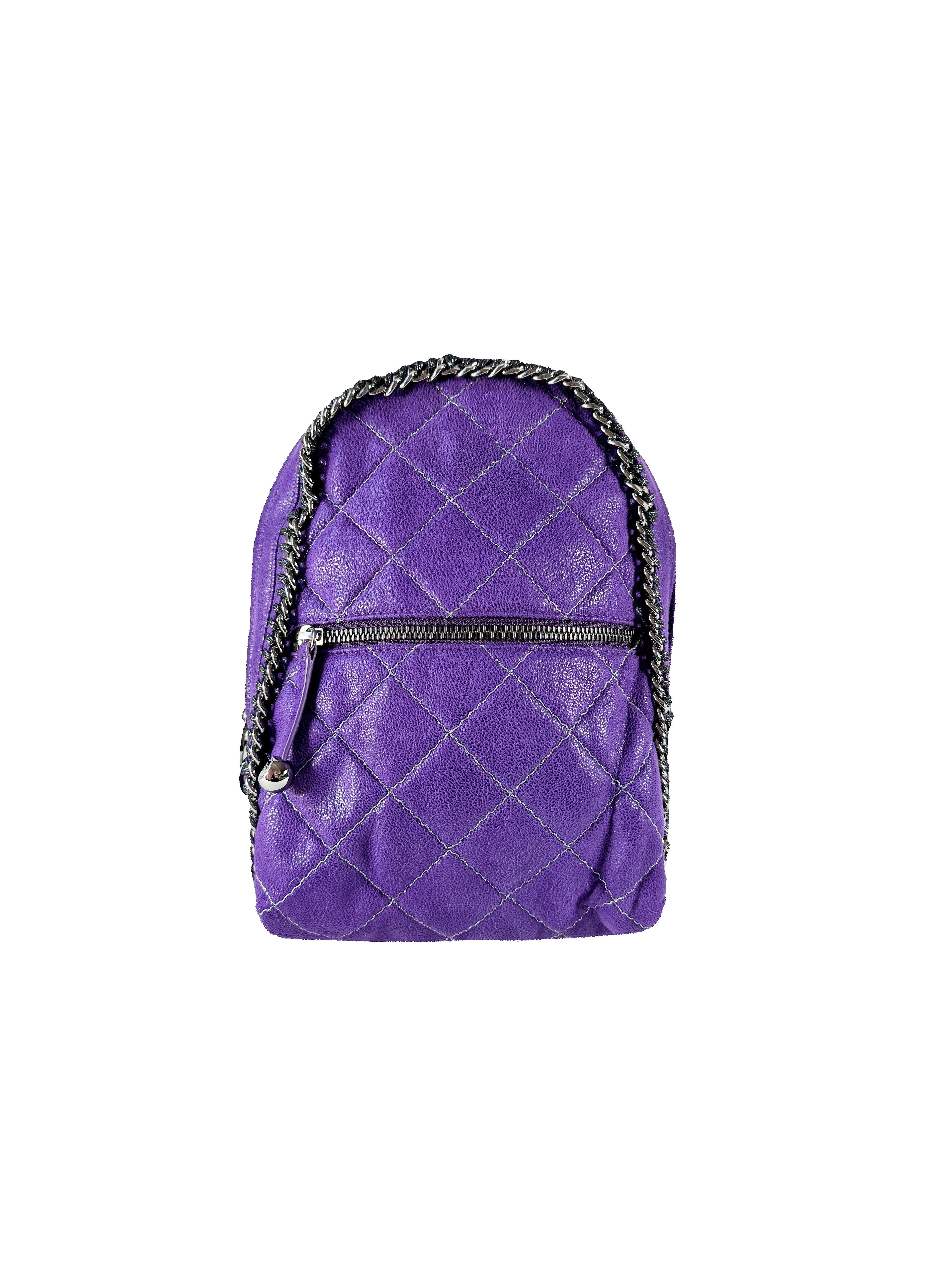 Stella McCartney purple Falabella shaggy deer mini backpack W9477