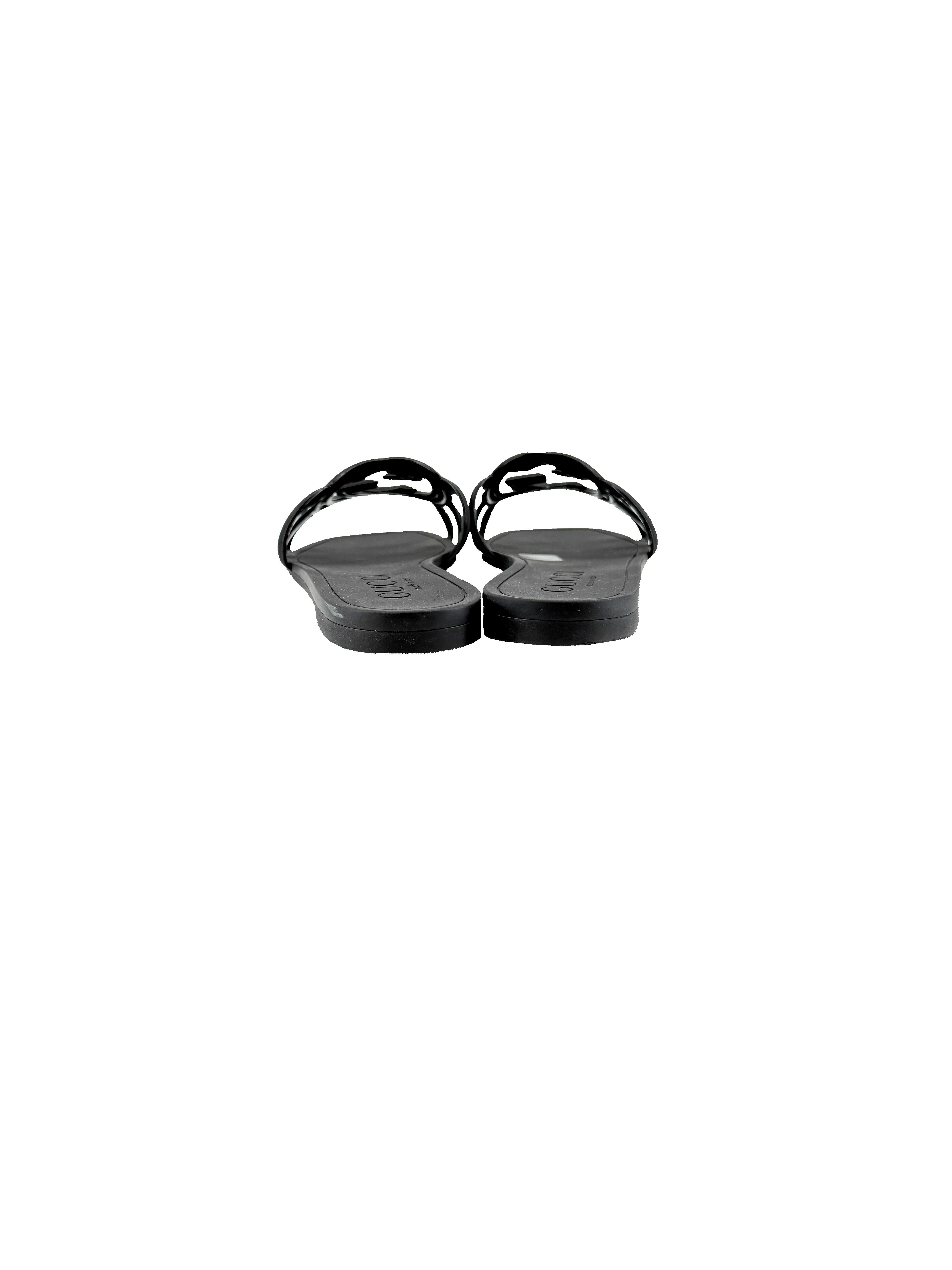 Gucci black rubber GG slides size 40 BOX
