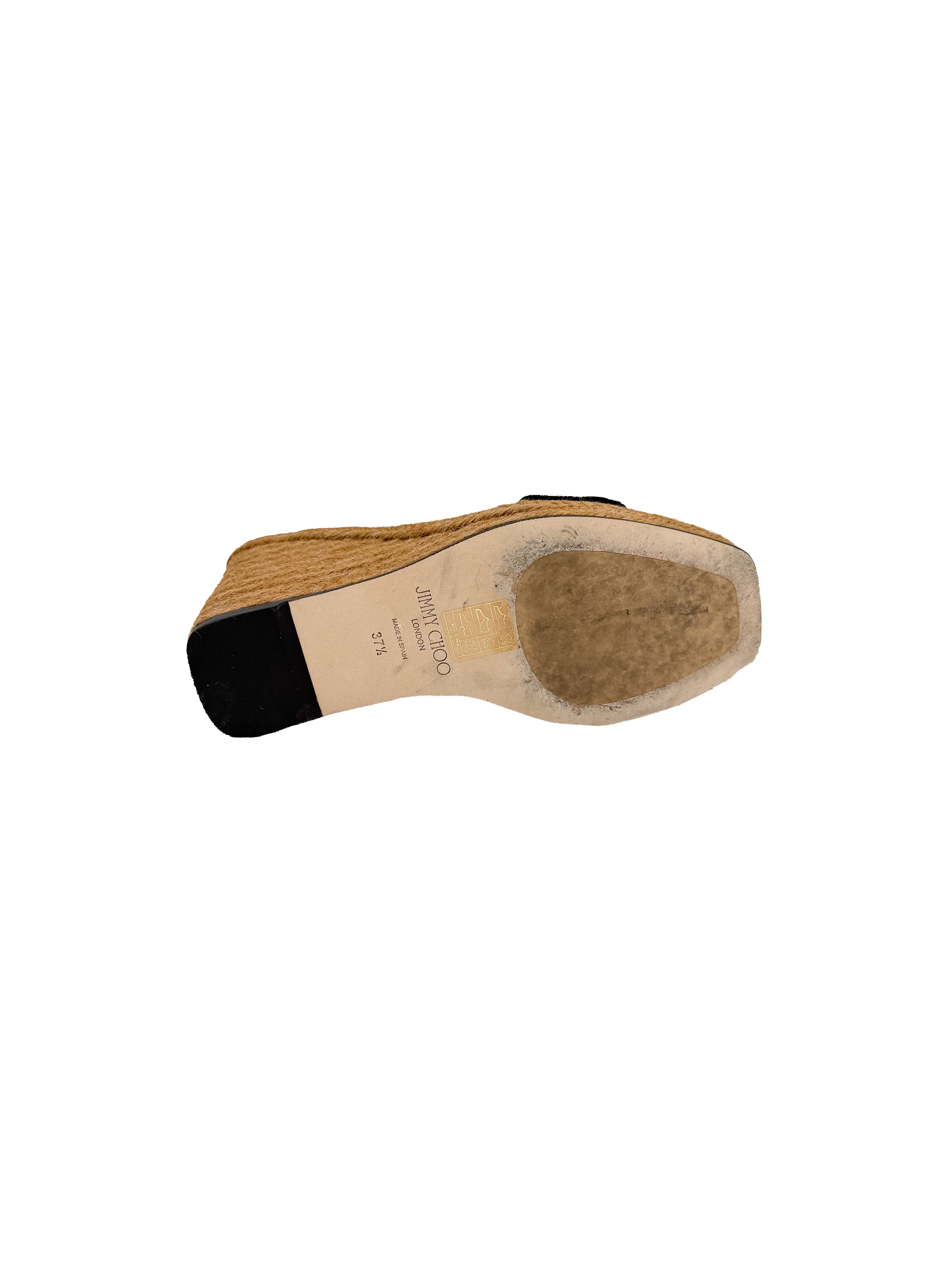 Jimmy Choo Mirabelle 110 black espadrille wedges size 37.5 (7.5) BOX