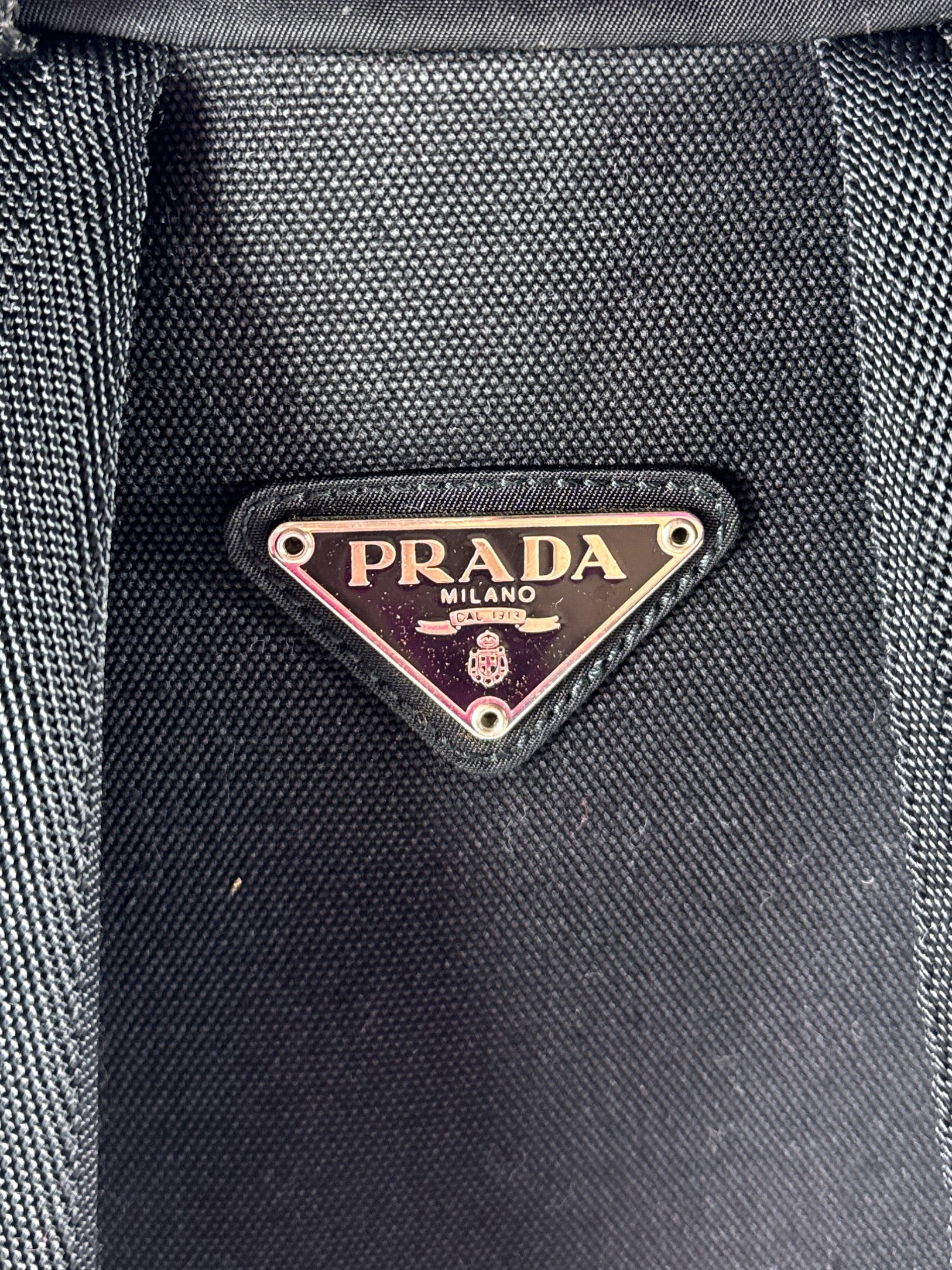 Prada Tessuto black double buckle backpack large