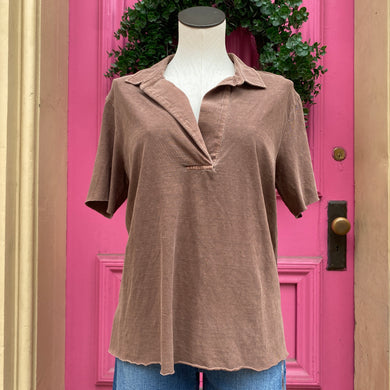 James Perse brown polo size 2 (M) NWT