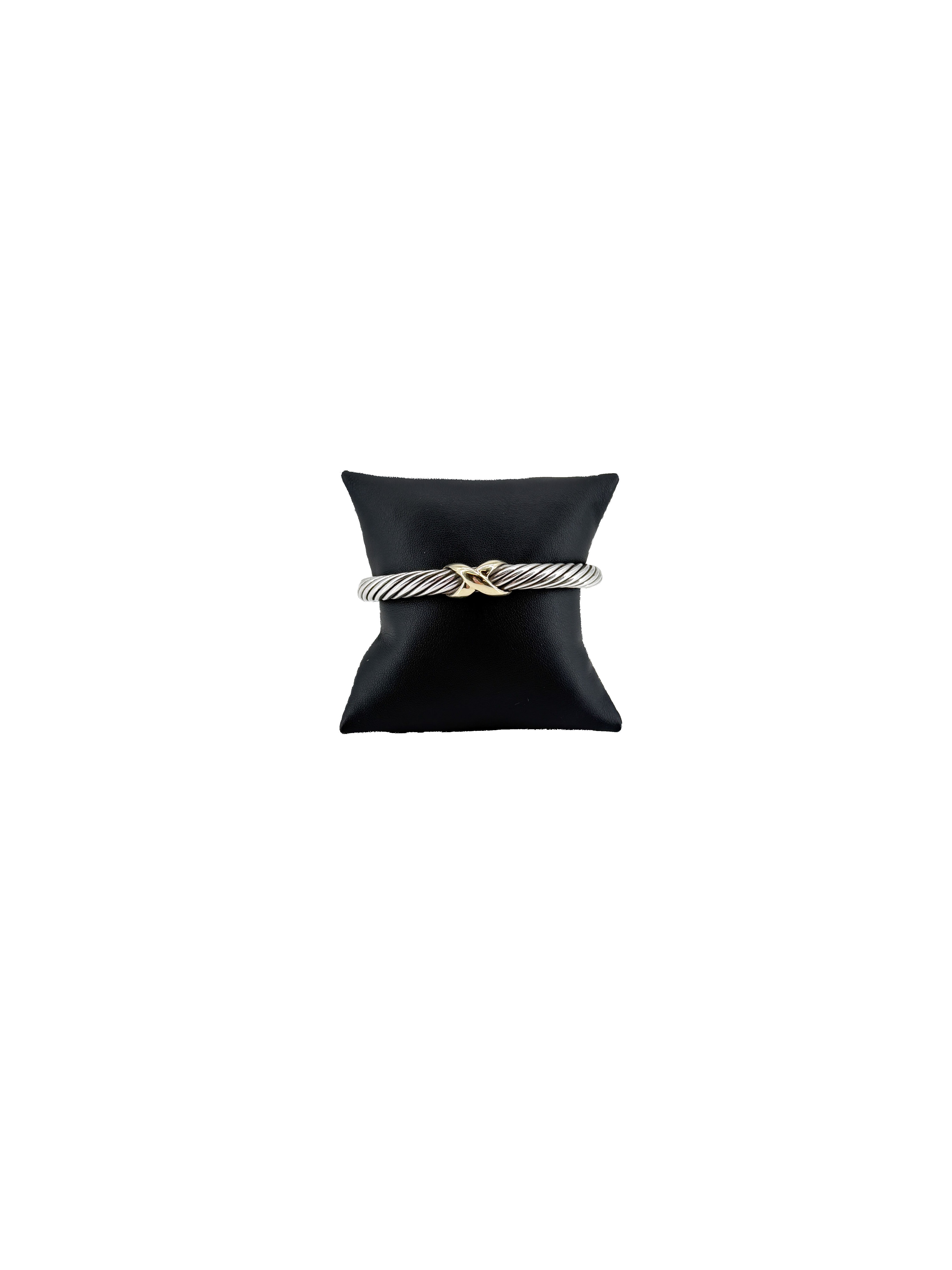 David Yurman sterling silver, 14K gold X crossover cuff