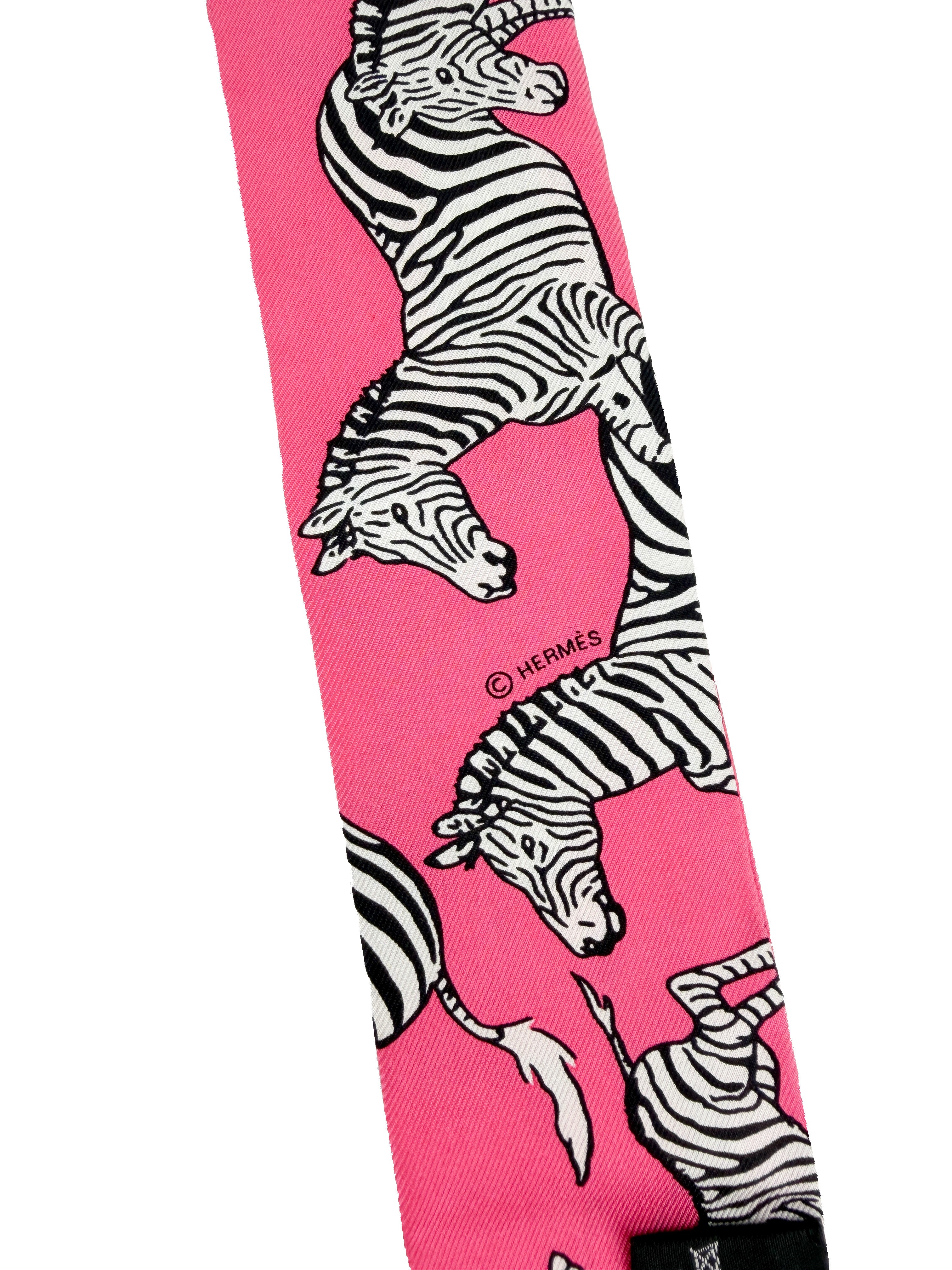 Hermès Les Zebra twilly pink