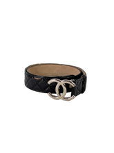 Chanel black quilted patent leather belt 85 24