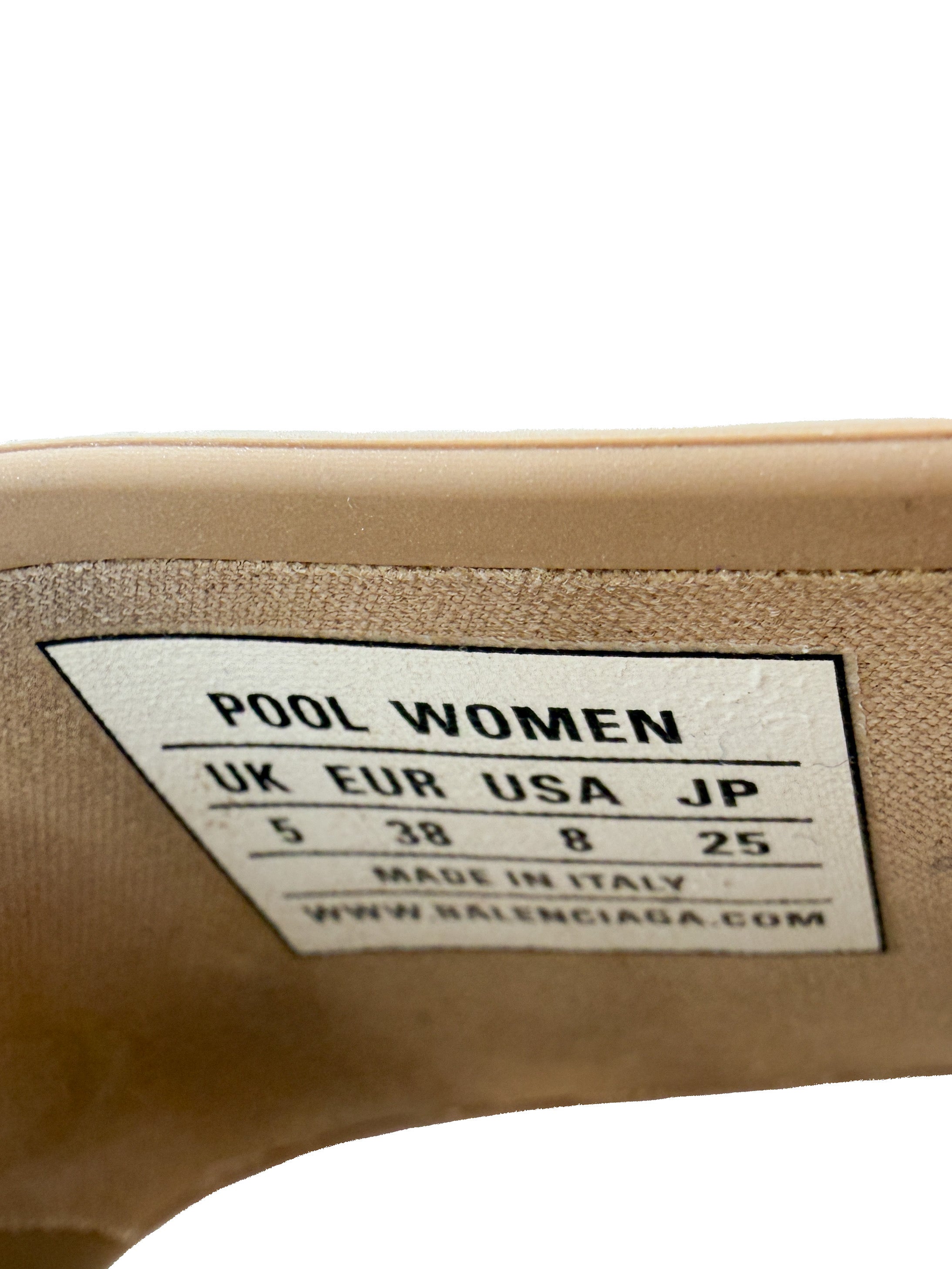 Balenciaga brown logo rubber slides size 8