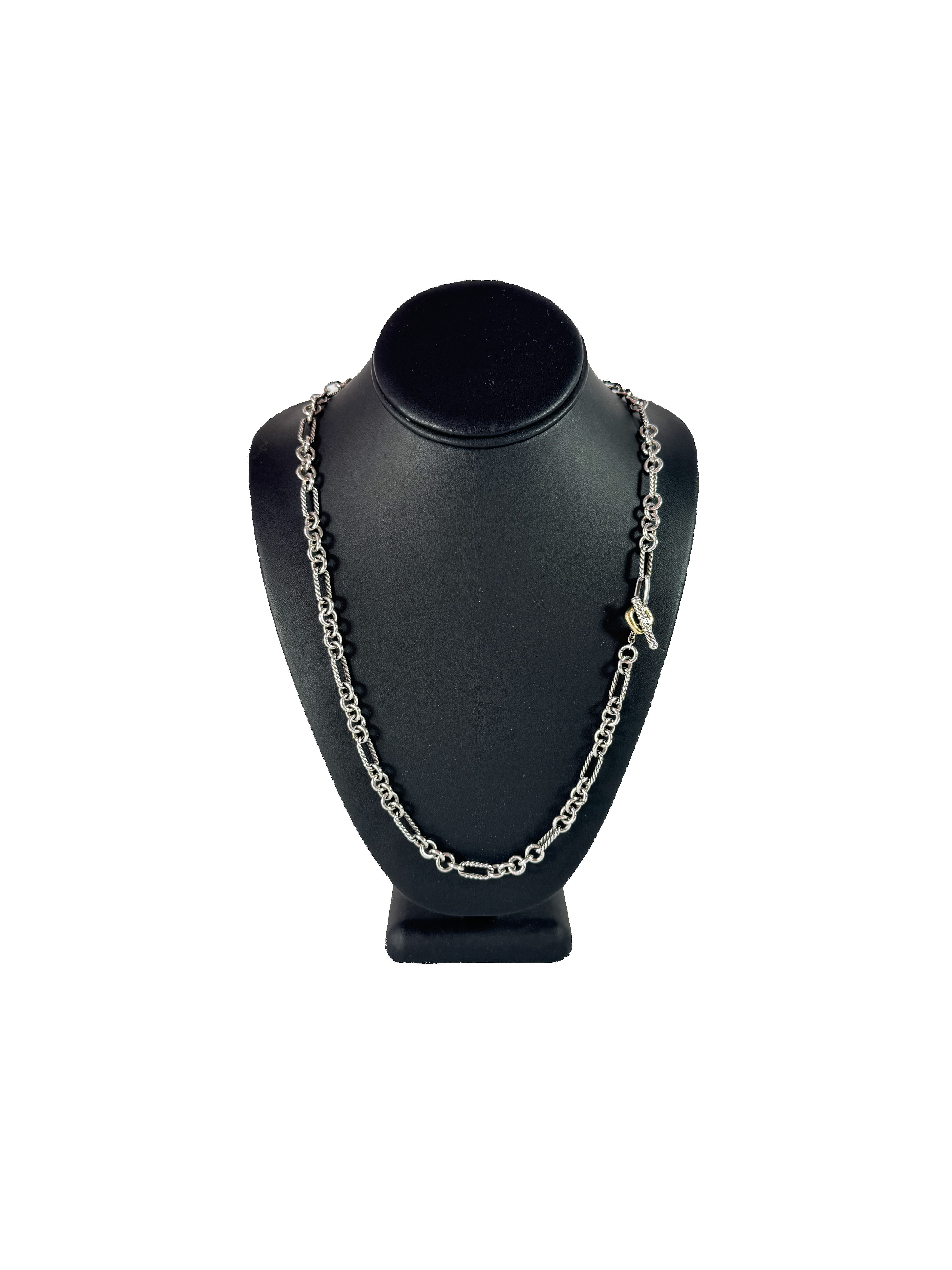 David Yurman sterling silver, yellow gold Figaro toggle necklace