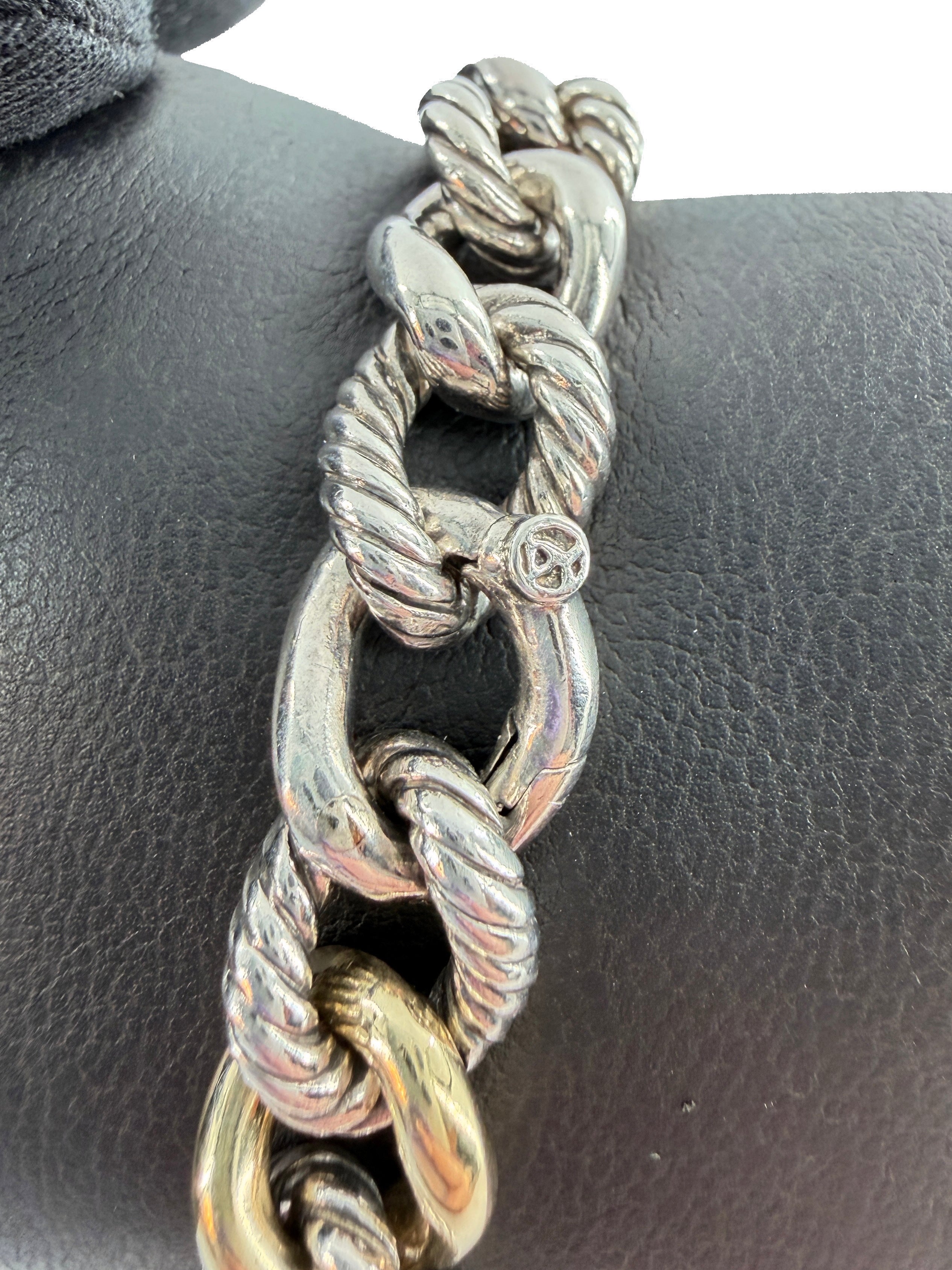 David Yurman sterling silver, 18k yellow gold Belmont curb bracelet