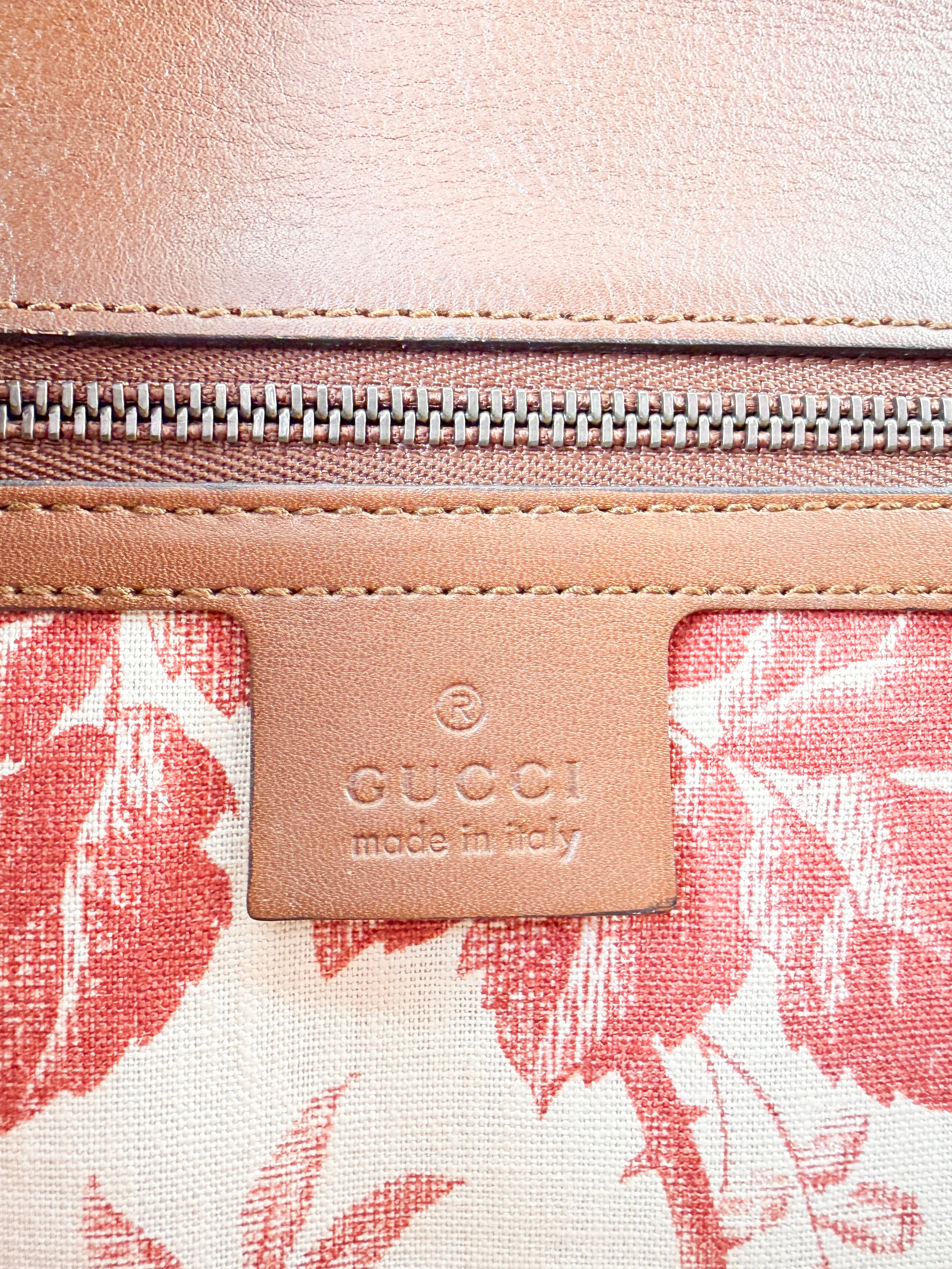 Gucci Animalier Leather Shoulder Bag Brown 412007 525040