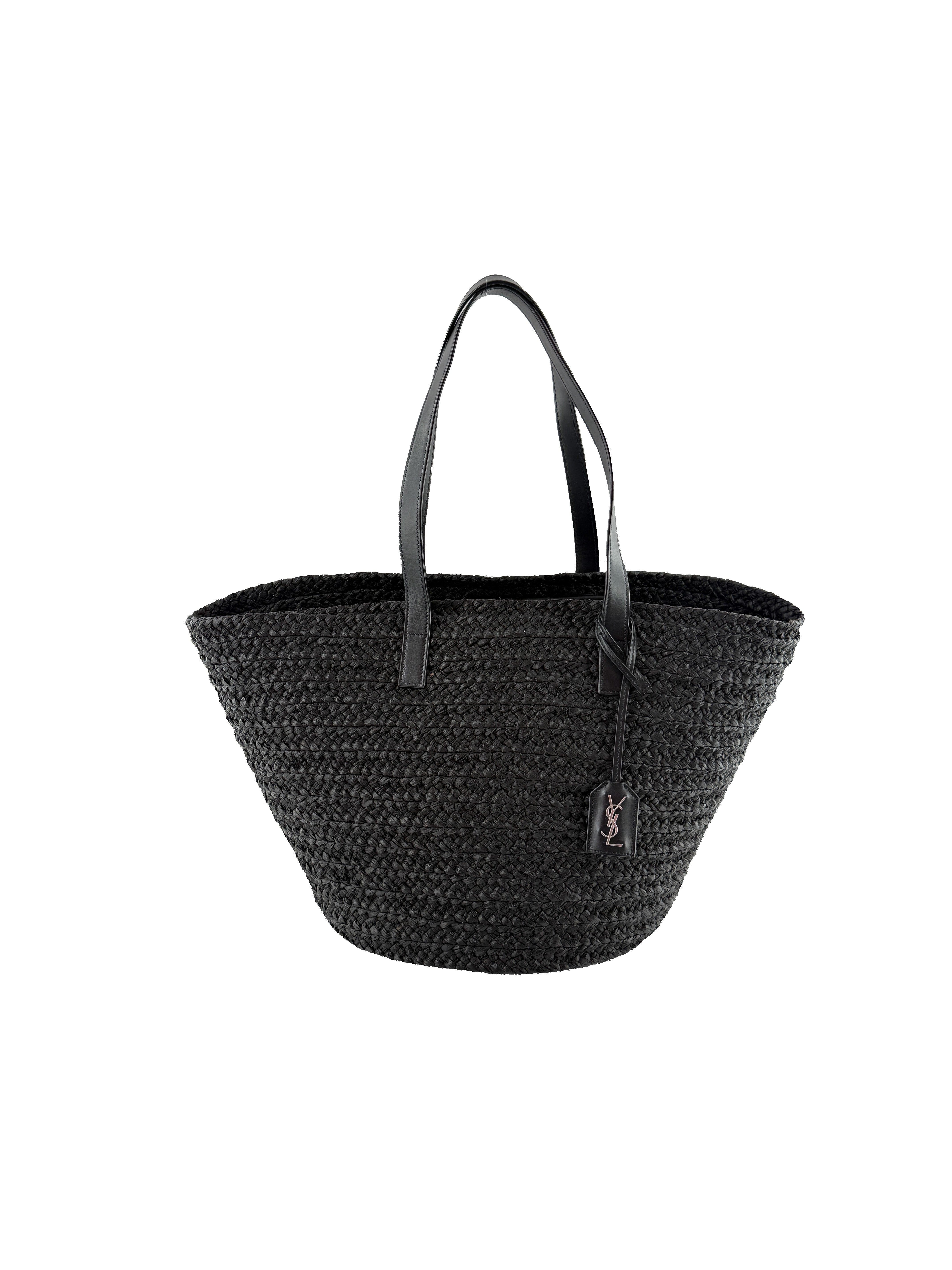 Saint Laurent black Raffia Panier tote YSL693242-0422 - My Girlfriend's Wardrobe LLC