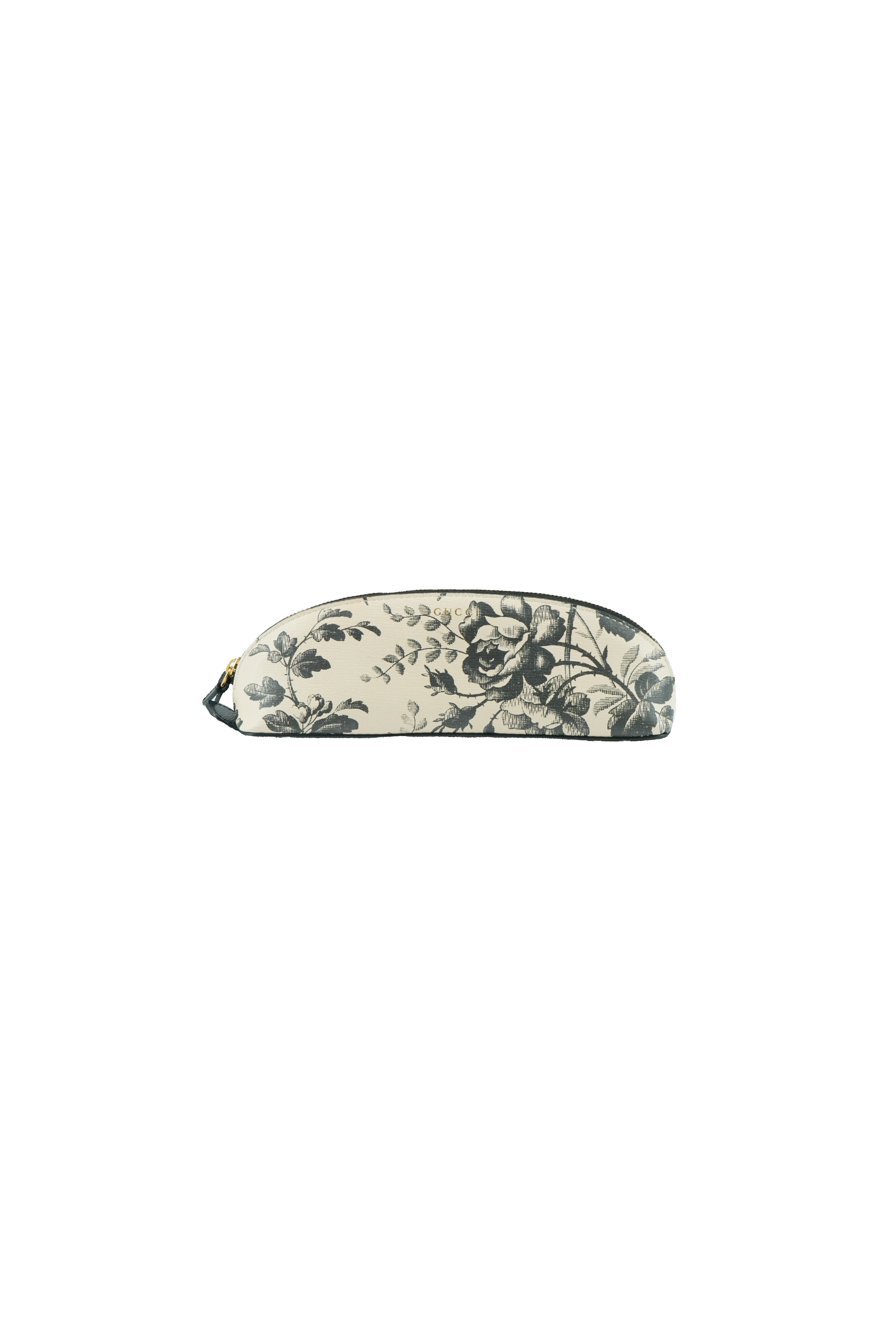 Gucci cream black floral zip pouch 662130 534563