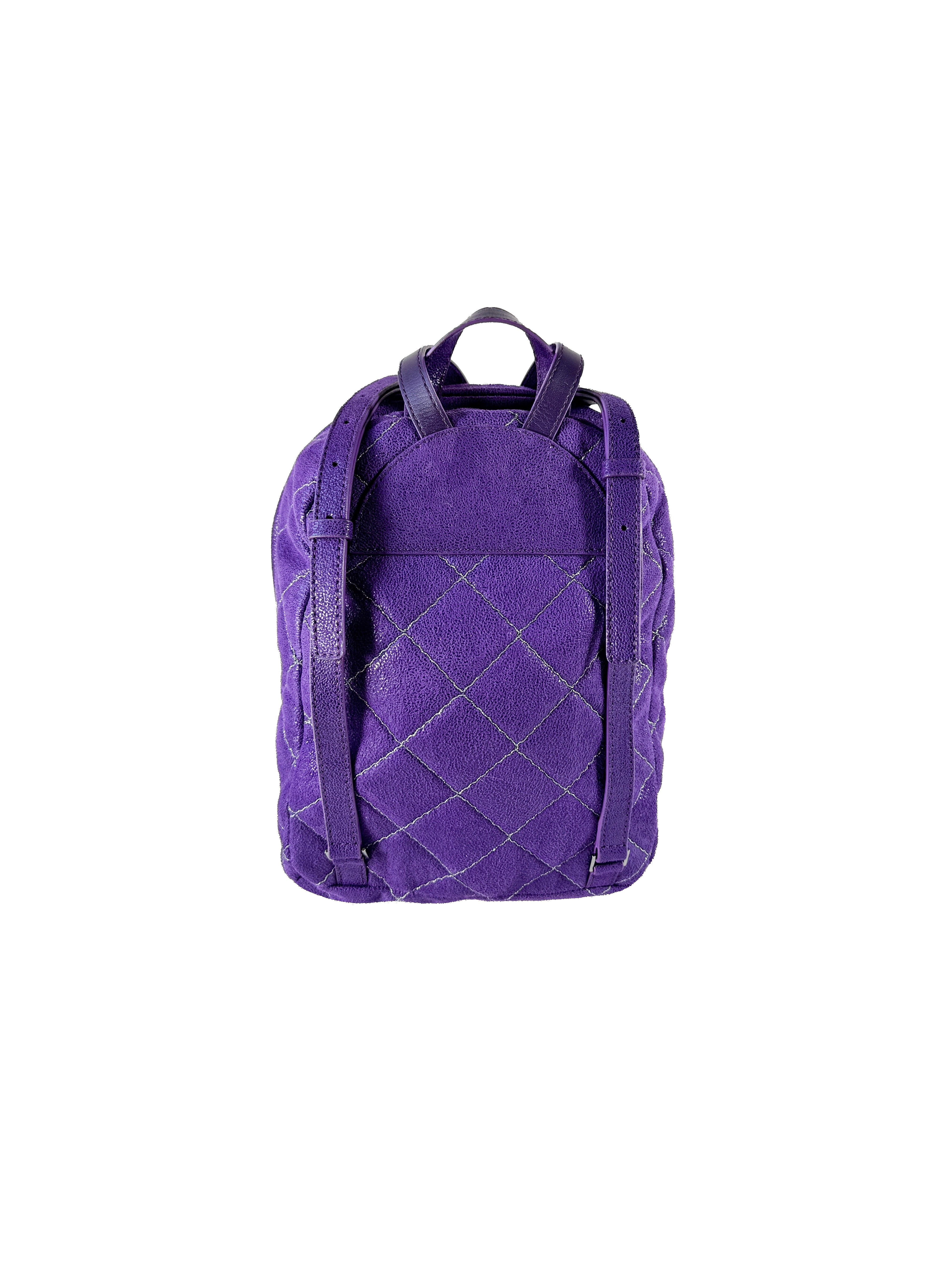 Stella McCartney purple Falabella shaggy deer mini backpack W9477