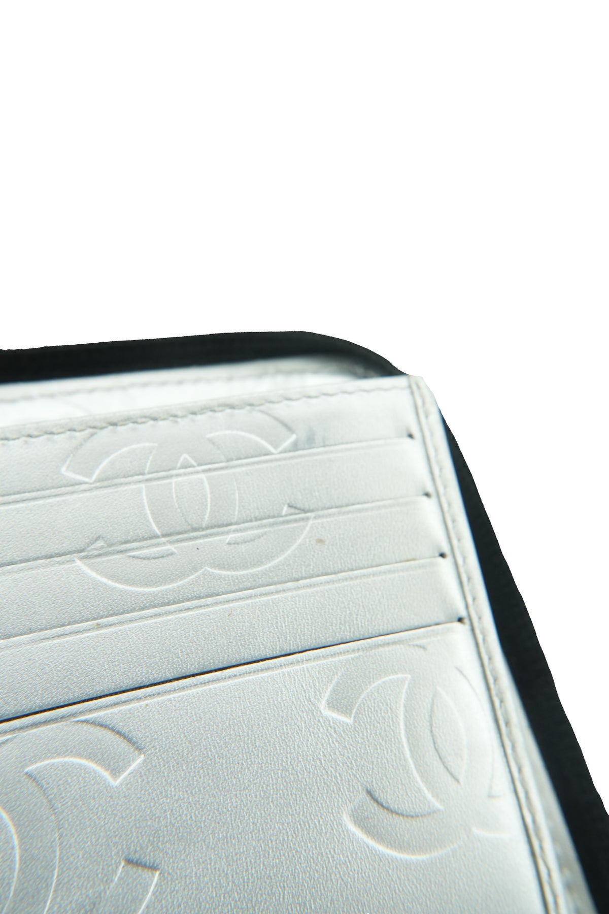 Chanel black silver Ligne cambon zip around organizer wallet 154184007