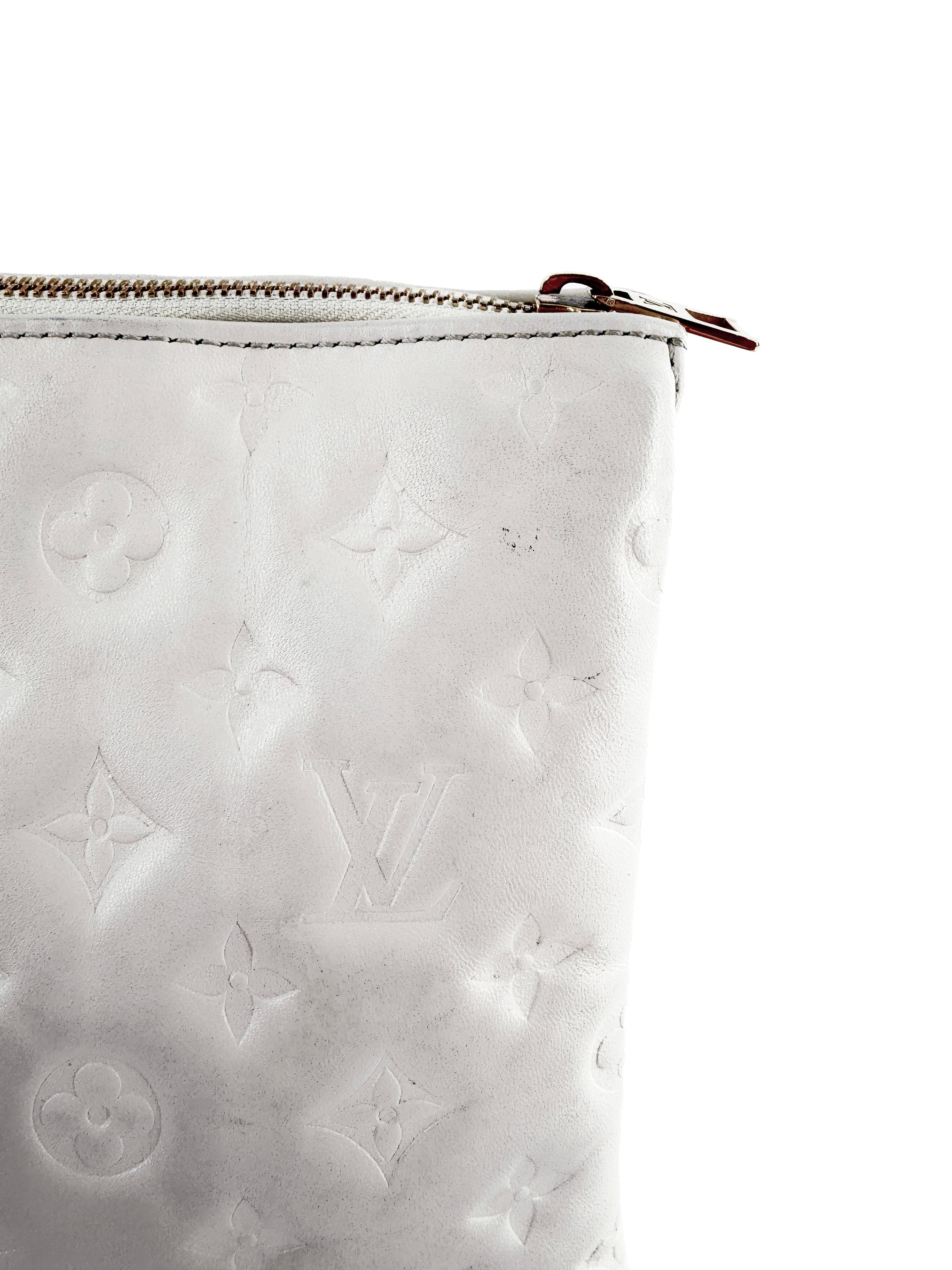 Louis Vuitton white leather monogram Coussin PM NFC