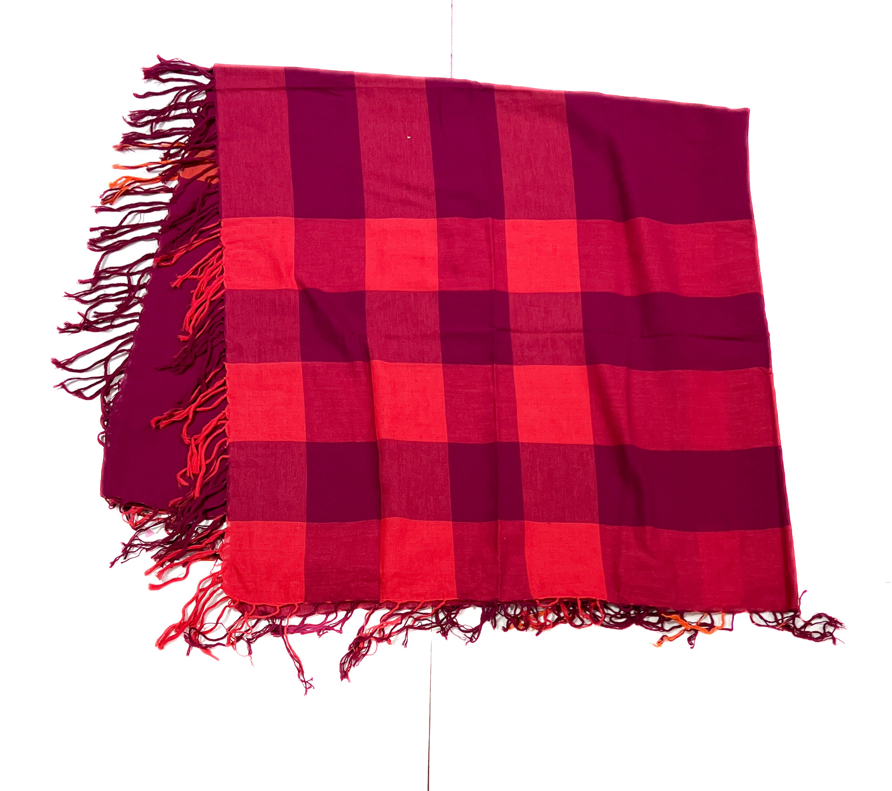 Burberry purple, magenta, and orange plaid scarf