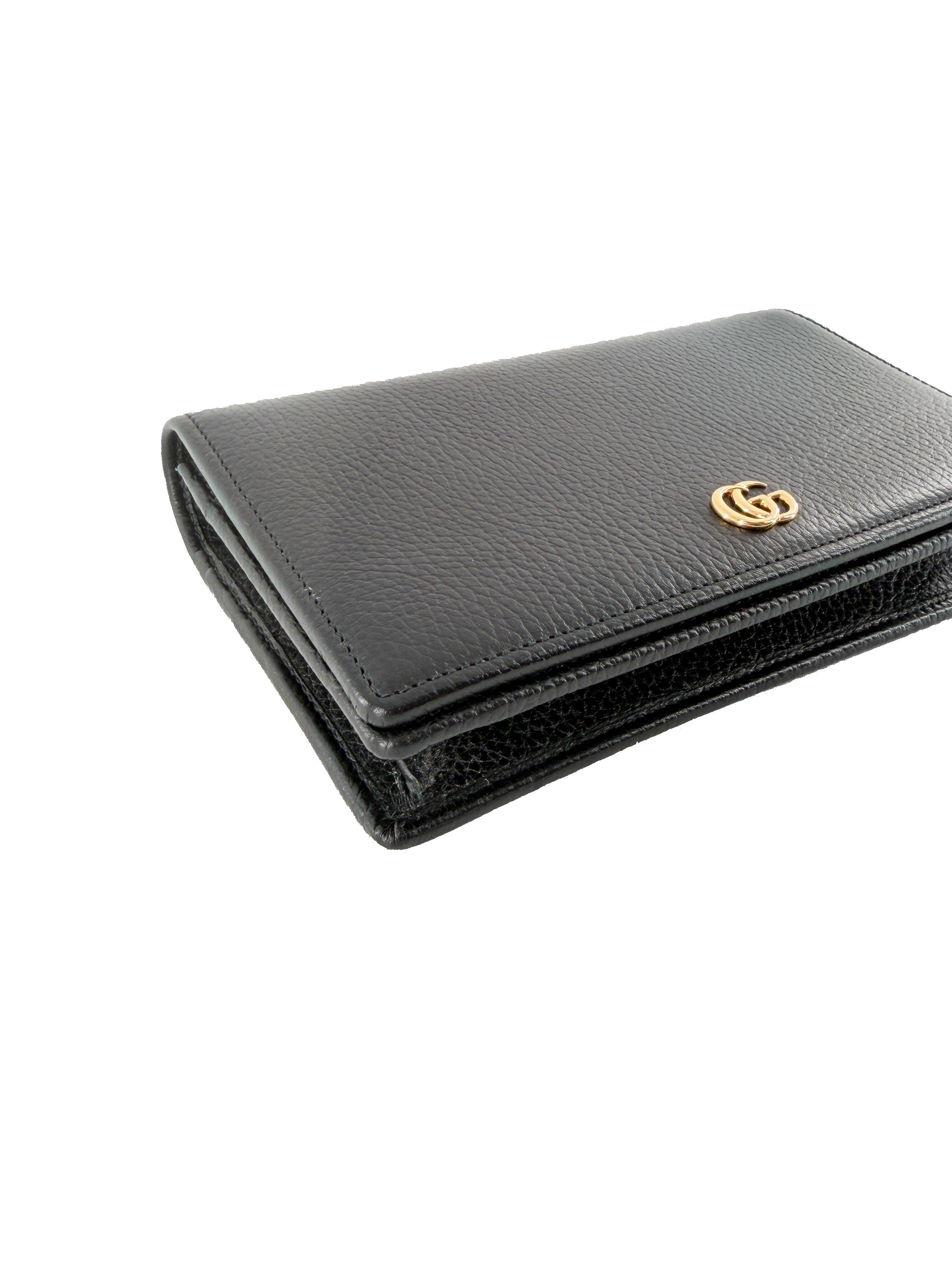 Gucci black leather Marmont wallet on chain 497985 2184