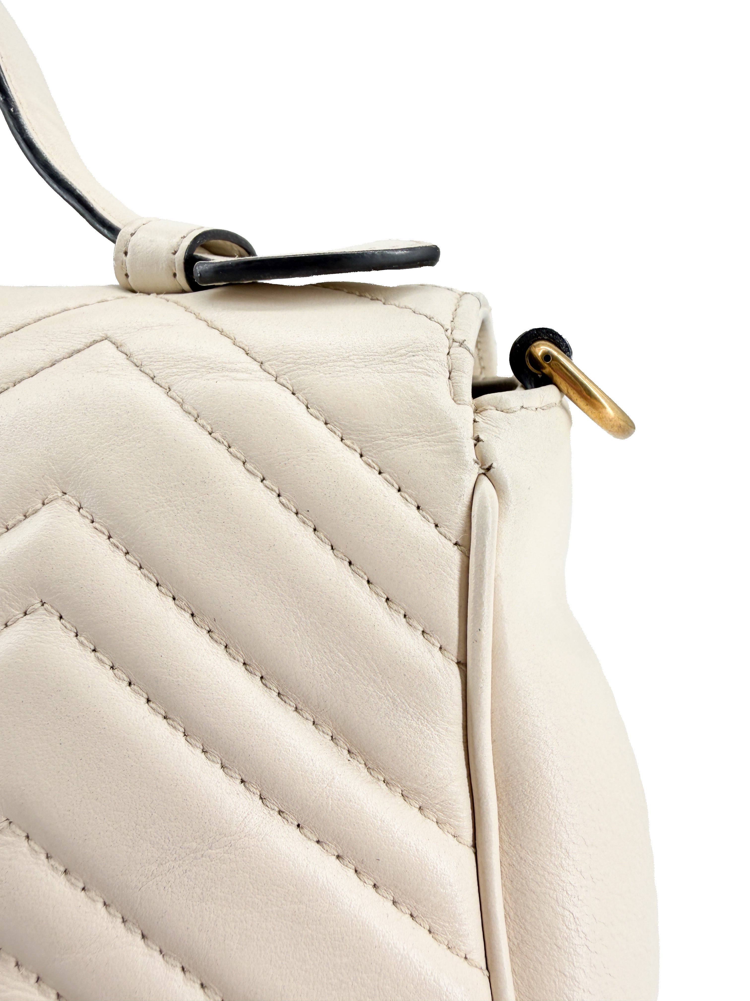 Gucci off white Marmont small top handle bag 498110-204991