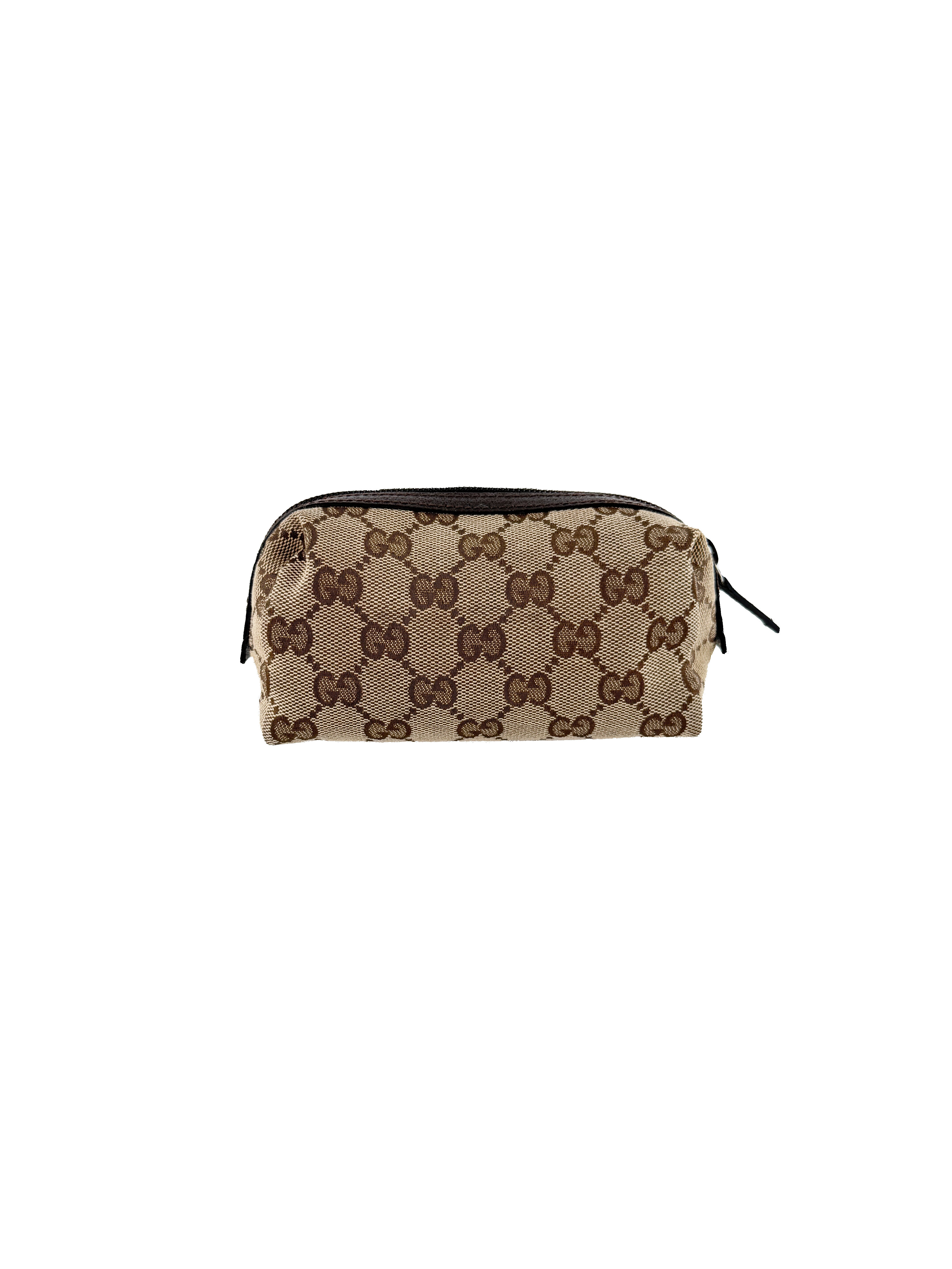 Gucci brown canvas GG zip pouch 29596 205027