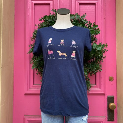 Ann Taylor LOFT navy dog tee size XS