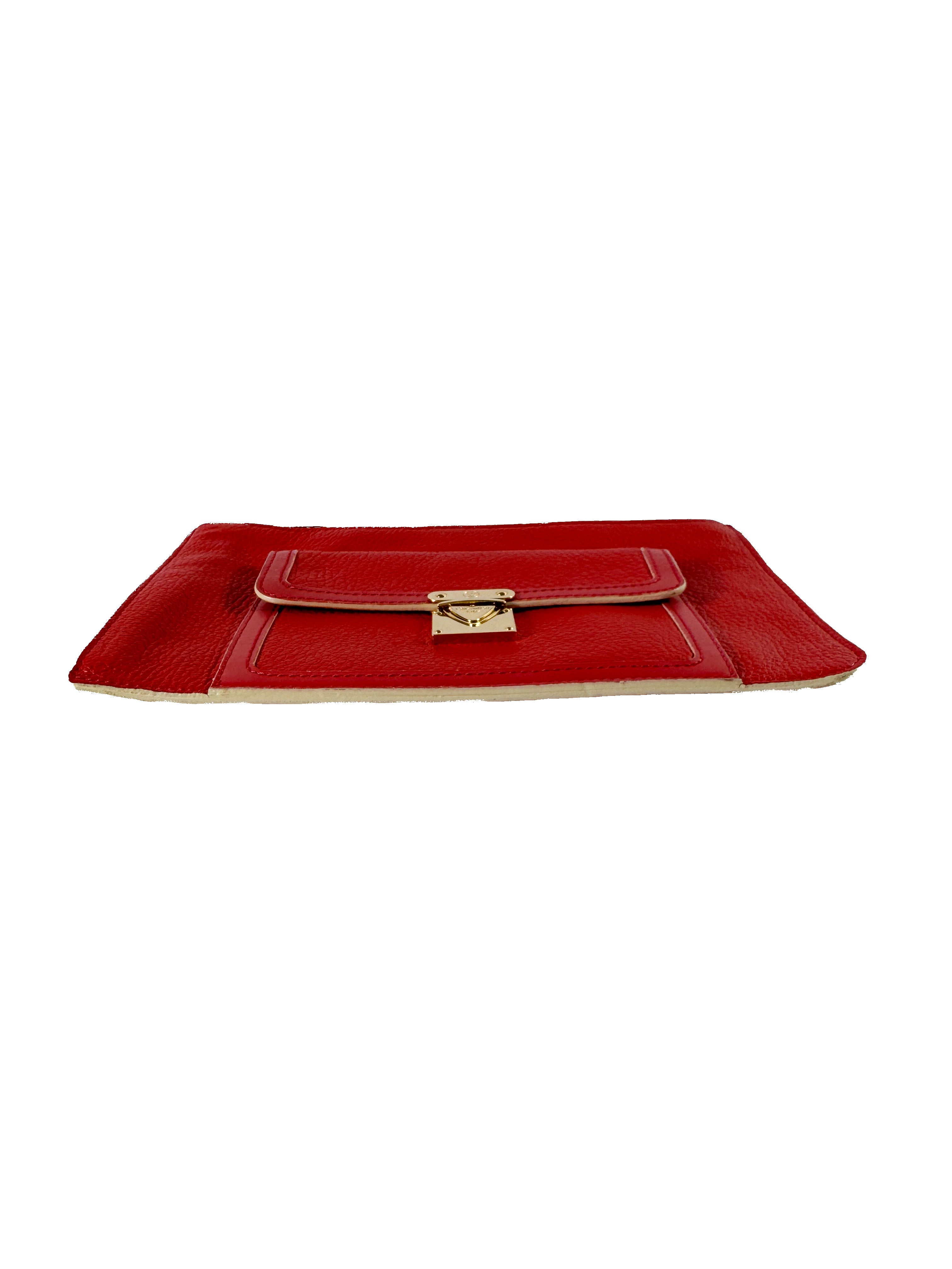 Louis Vuitton red leather Suhali l'Inseparable Zip Pouch  DU1025