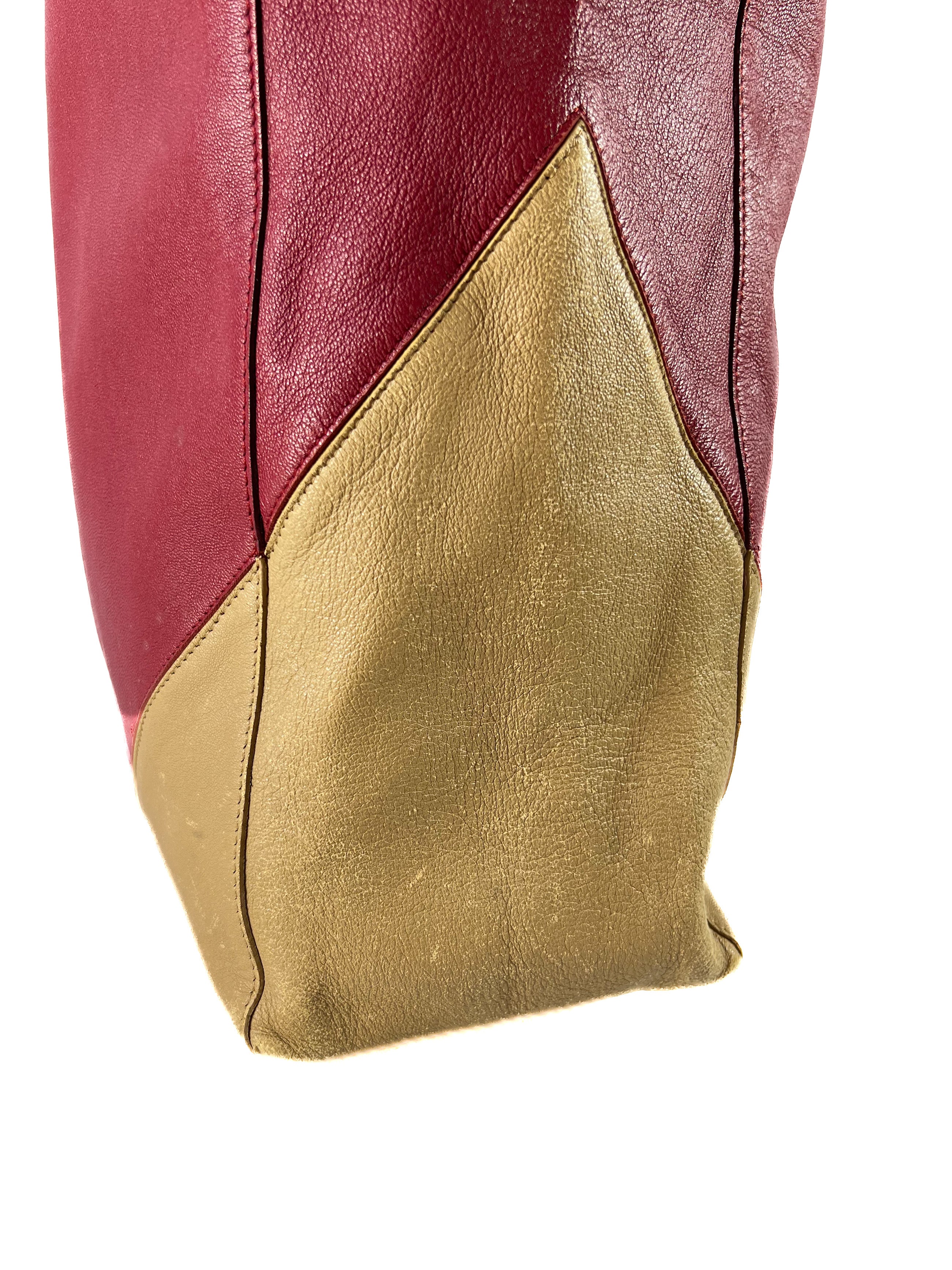 Celine Cabas vertical red/beige leather tote FGA0153