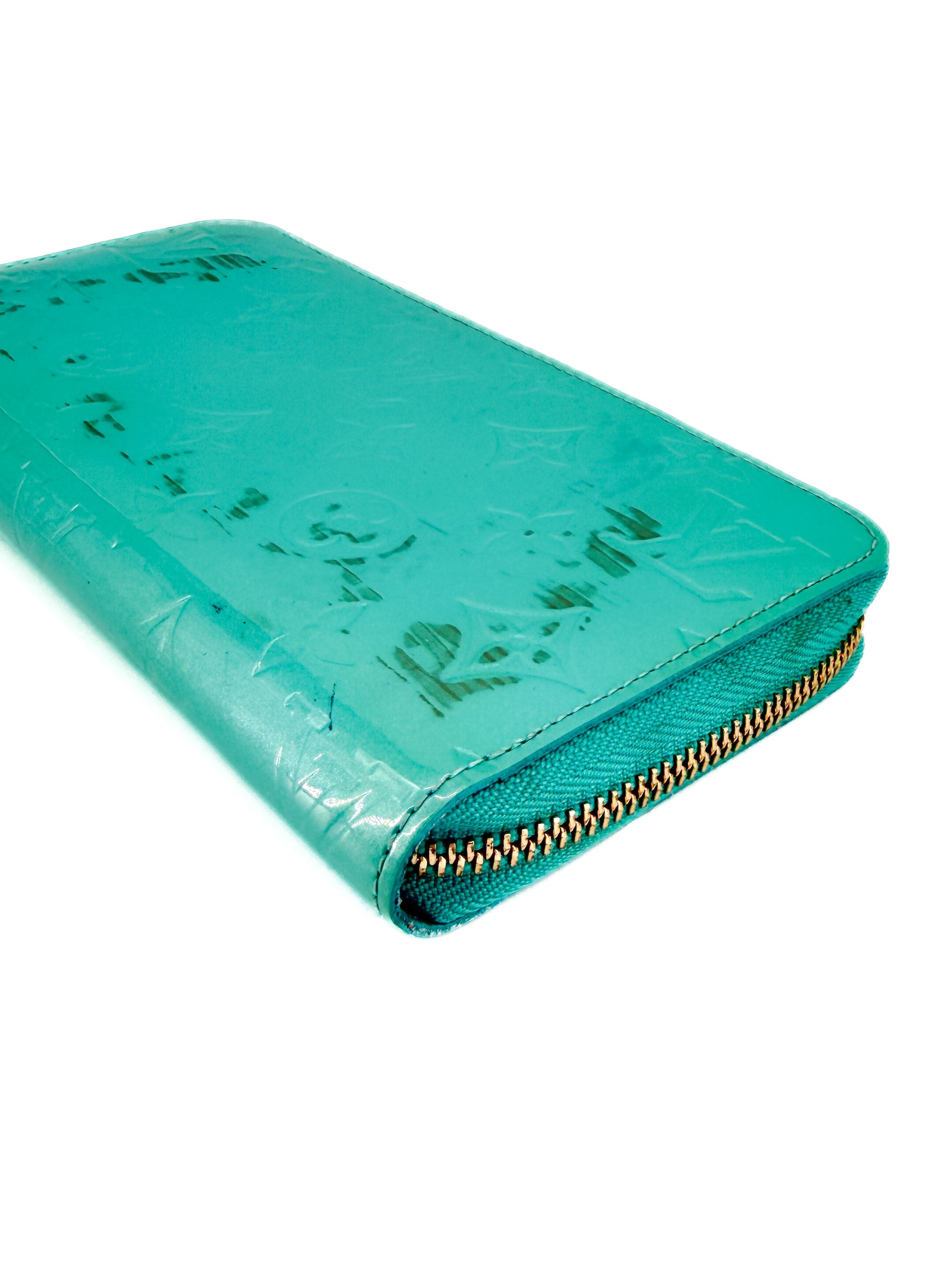 Louis Vuitton monogram vernis turquoise zippy wallet CA1122 *as is*