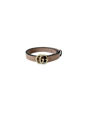 Gucci nude thin GG Marmont pearl belt size 105  214351