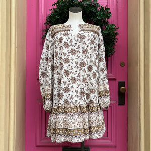 Ann Taylor LOFT brown cream print dress size XL tall