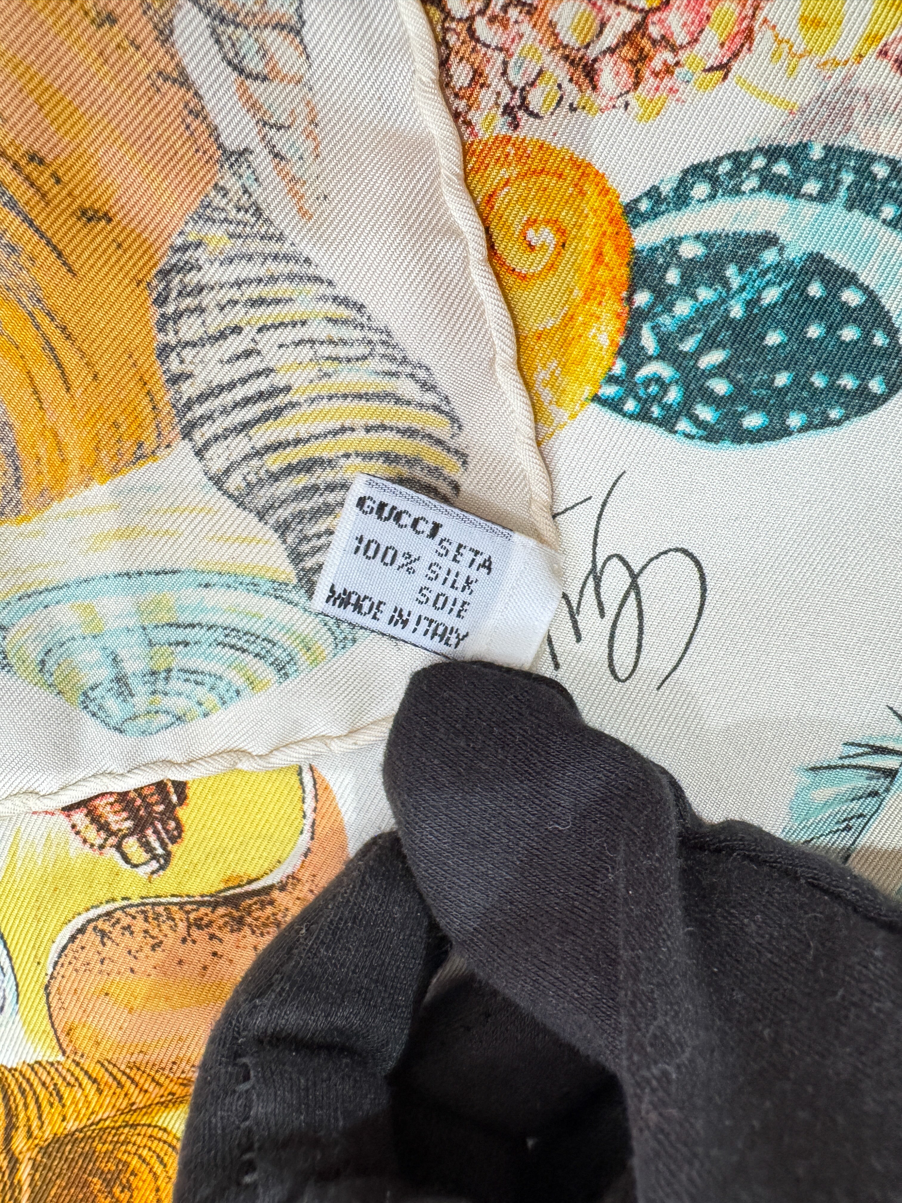 Gucci vintage sea print silk scarf