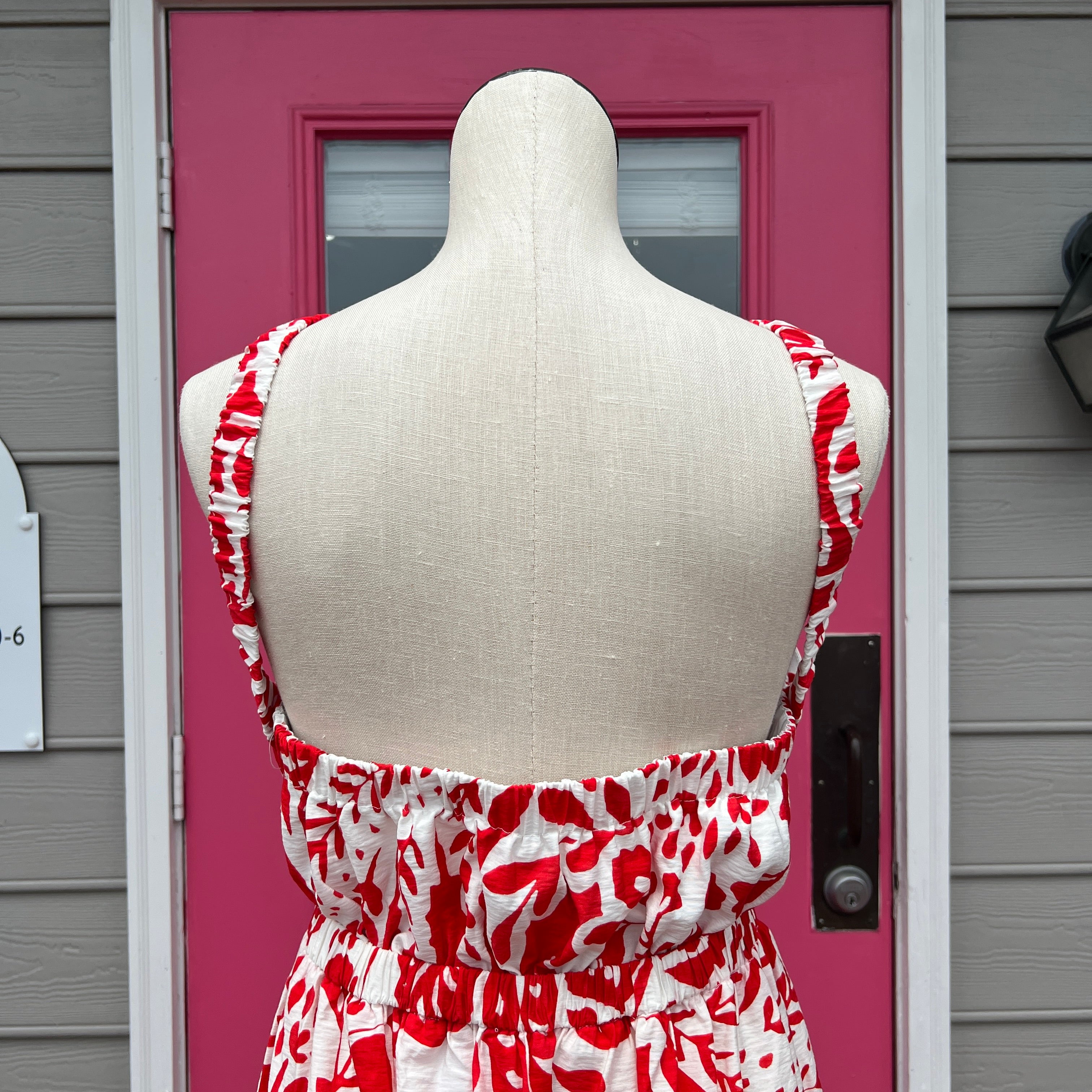 Banana Republic red white floral tank dress size XL NWT